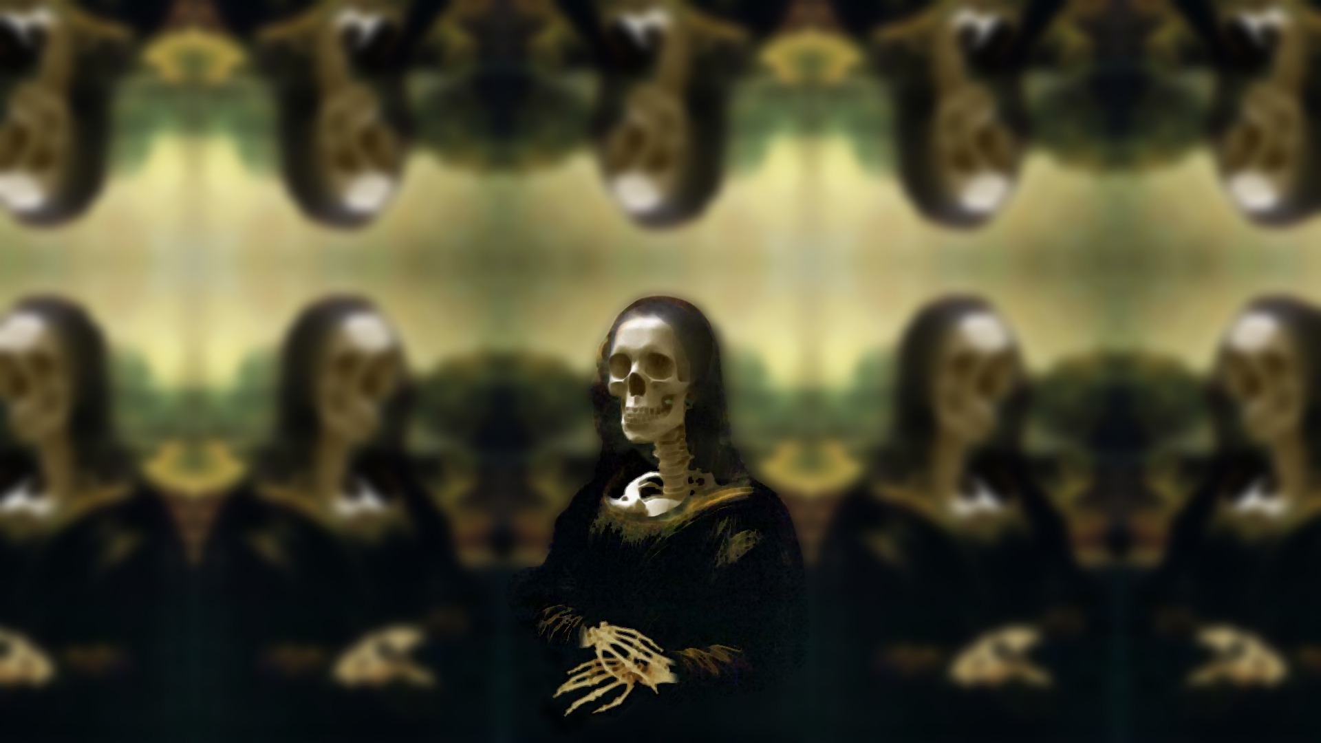 Téléchargez des papiers peints mobile Mona Lisa, Crâne, Sombre gratuitement.