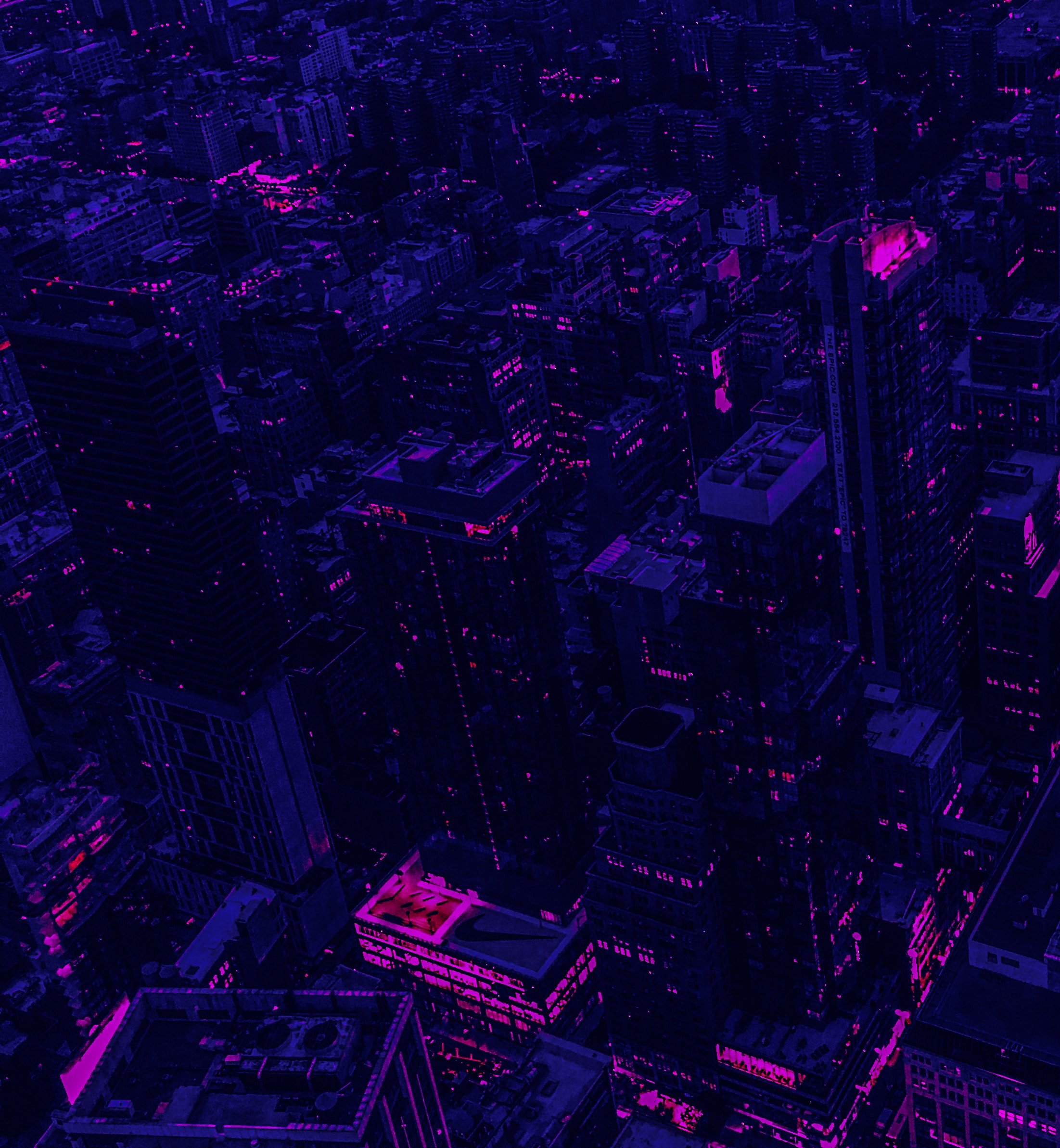 155321 descargar fondo de pantalla violeta, edificio, ciudad, vista desde arriba, oscuro, púrpura: protectores de pantalla e imágenes gratis