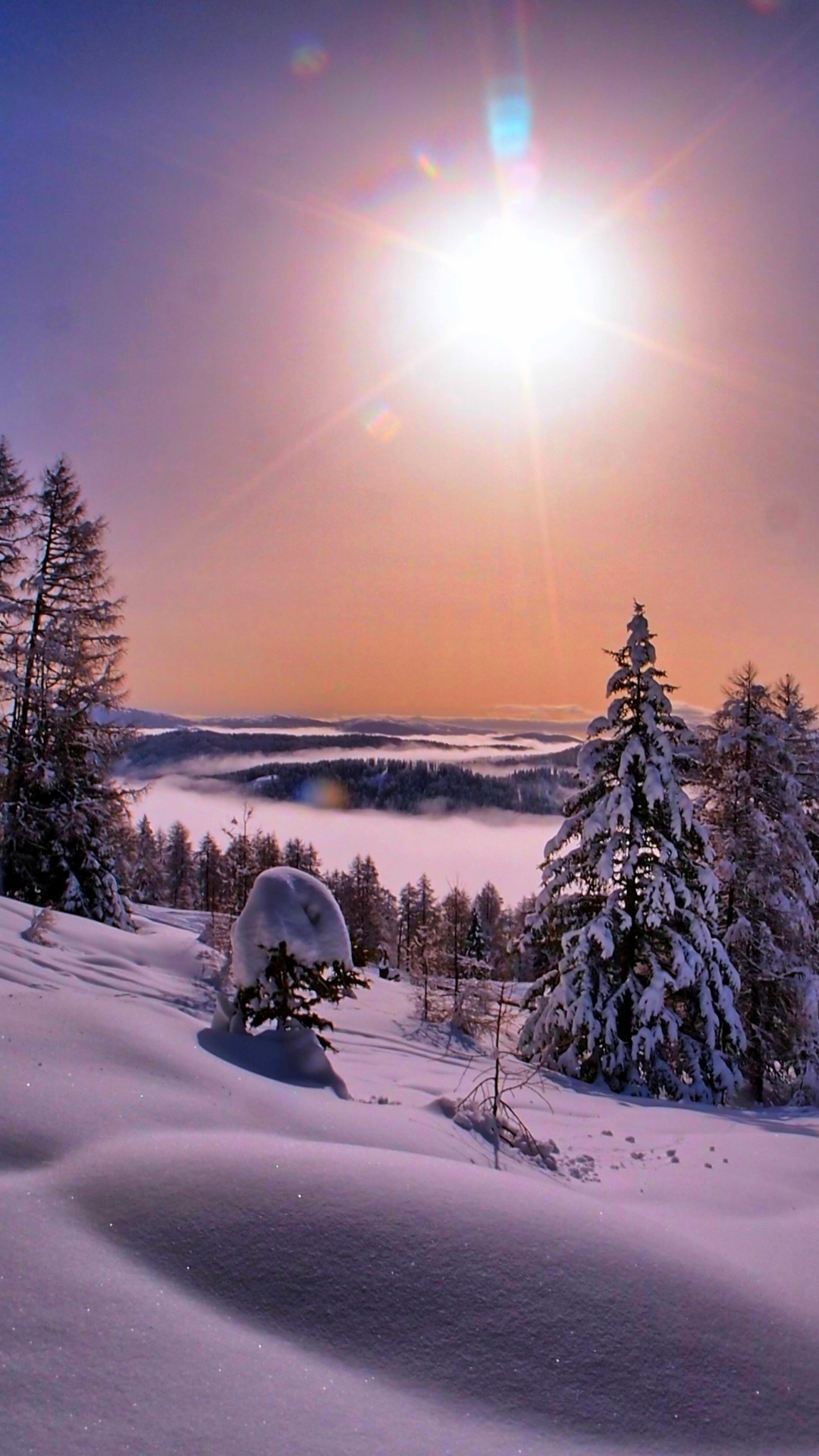 Download mobile wallpaper Landscape, Winter, Sun, Earth for free.
