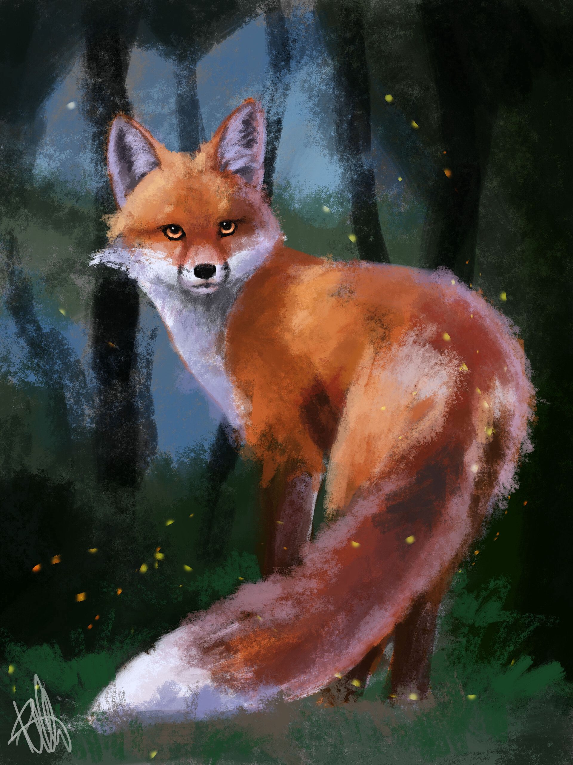 fox, art, forest, sight, opinion, animal 1080p