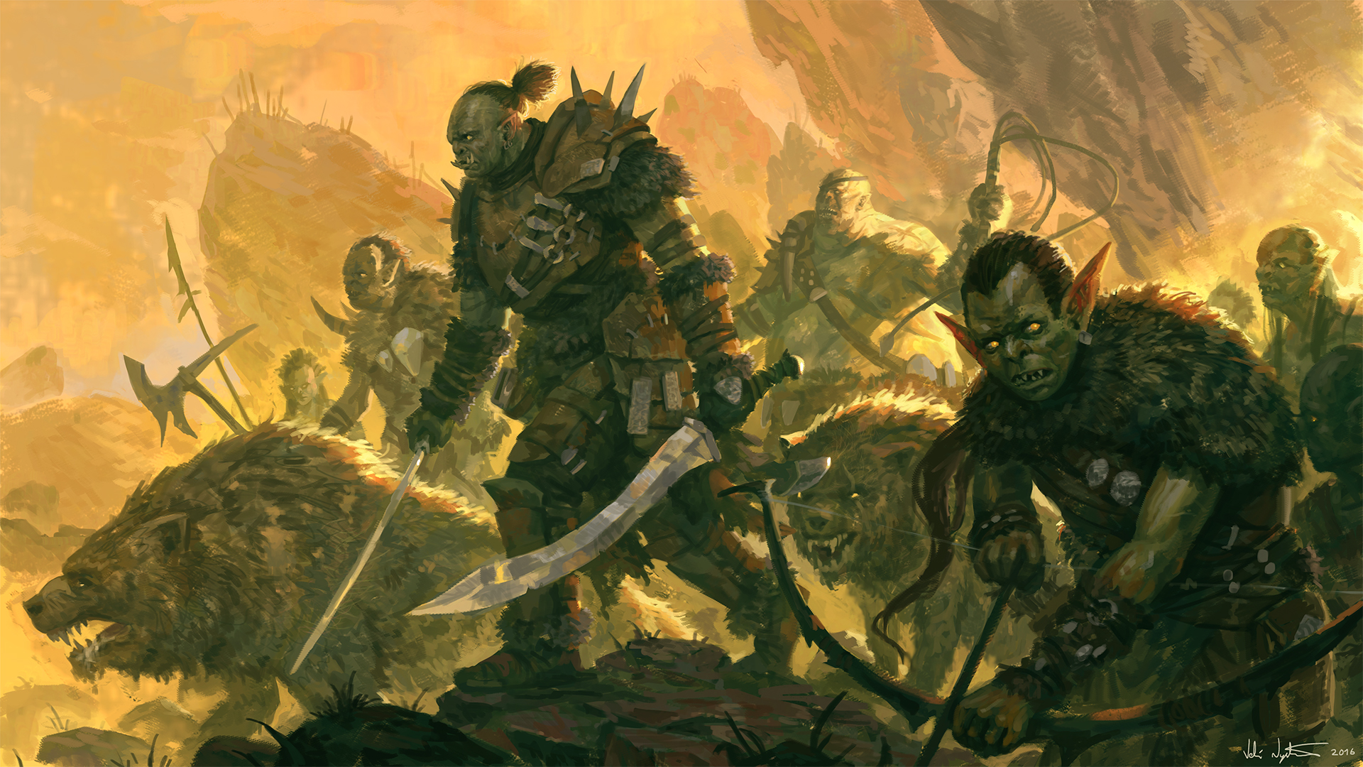 Download mobile wallpaper Fantasy, Warrior, Sword, Archer, Army, Orc for free.