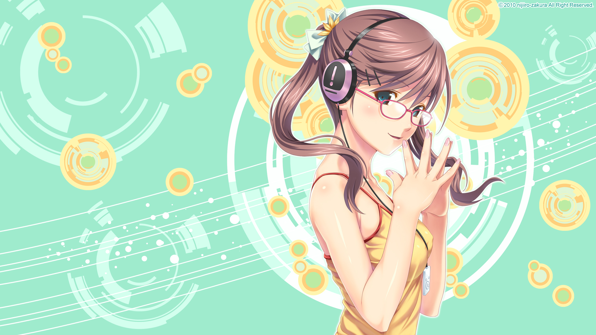 Laden Sie das Kopfhörer, Brille, Animes-Bild kostenlos auf Ihren PC-Desktop herunter