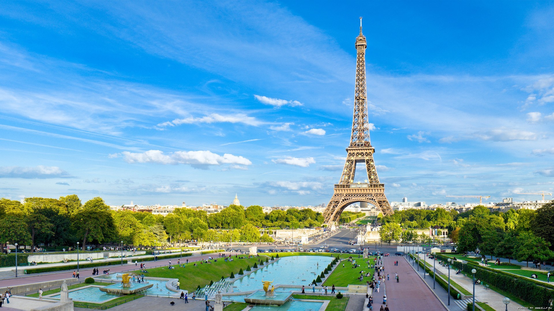 25013 скачать картинку города, париж, эйфелева башня, пейзаж, небо, архитектура, синие - обои и заставки бесплатно