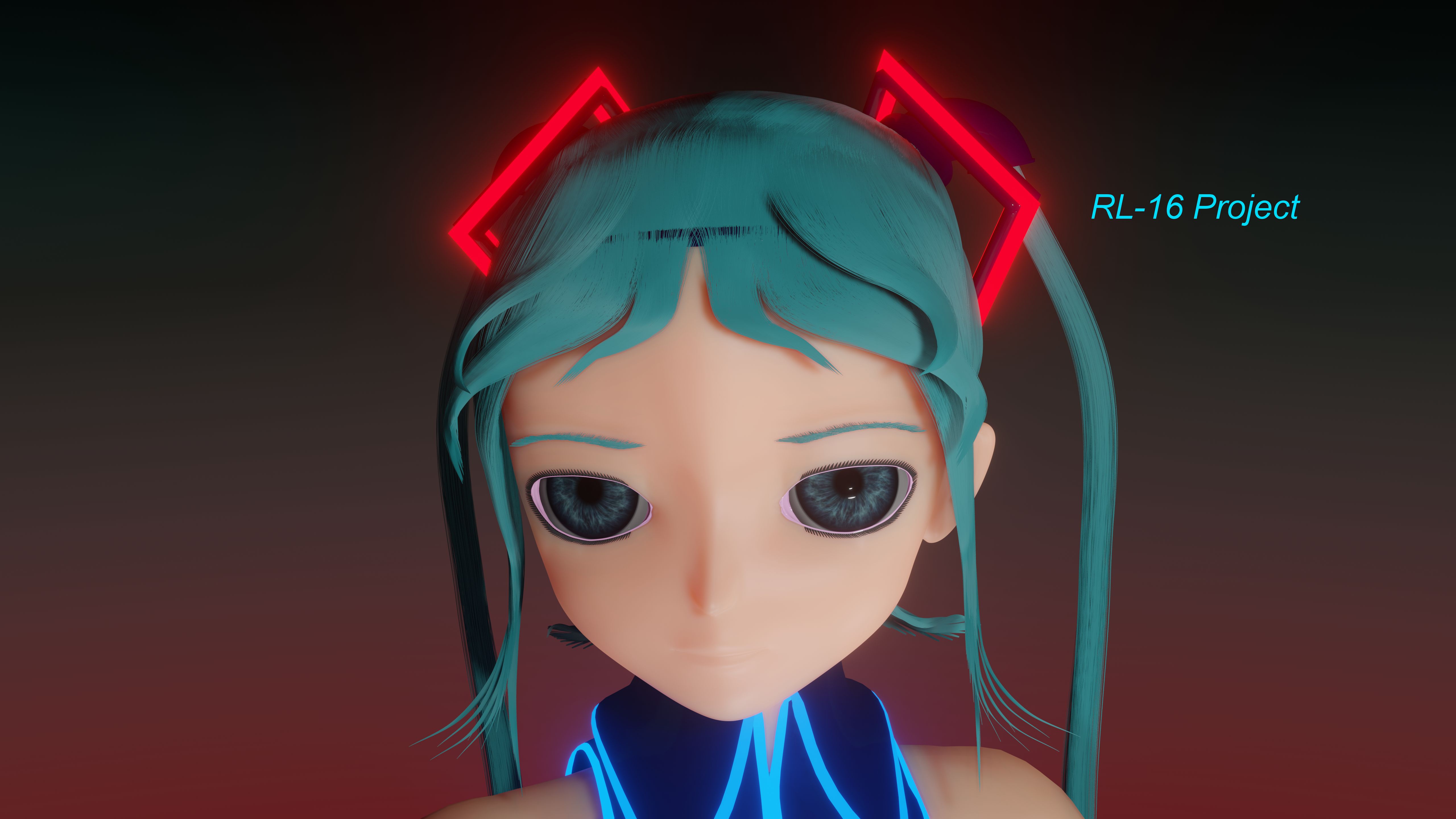 Laden Sie das Vocaloid, Mixer, Blaue Augen, Hatsune Miku, Animes, Blender 3D-Bild kostenlos auf Ihren PC-Desktop herunter