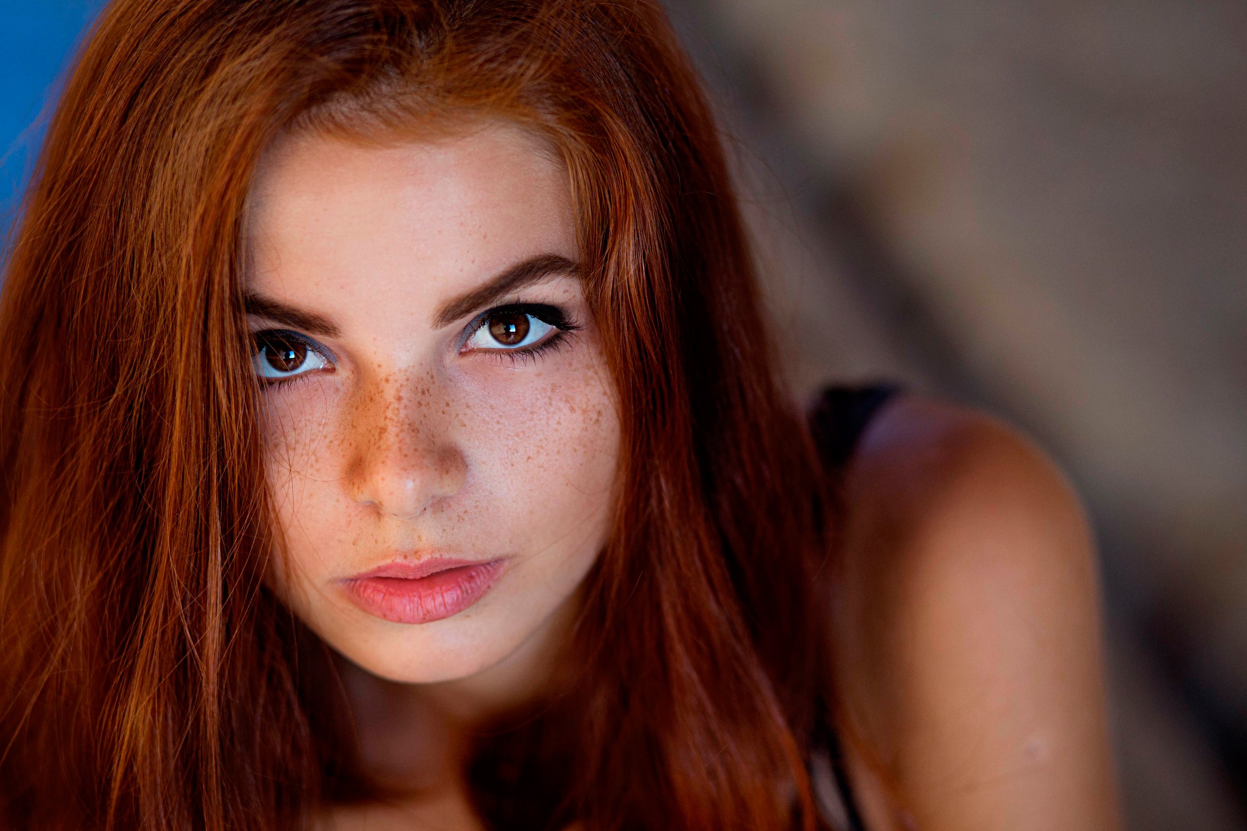 Free download wallpaper Redhead, Face, Model, Women, Freckles, Brown Eyes on your PC desktop