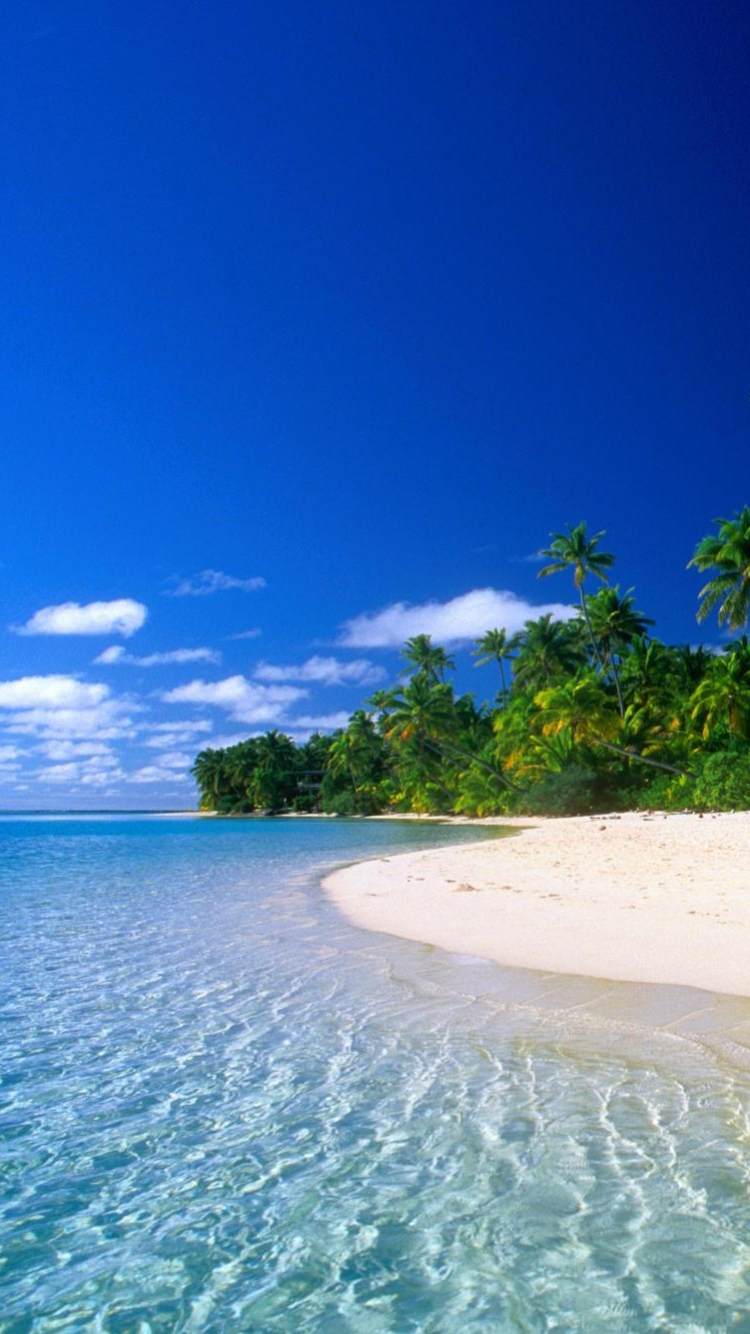 Download mobile wallpaper Water, Sky, Beach, Sand, Tree, Earth, Tropics, Island for free.