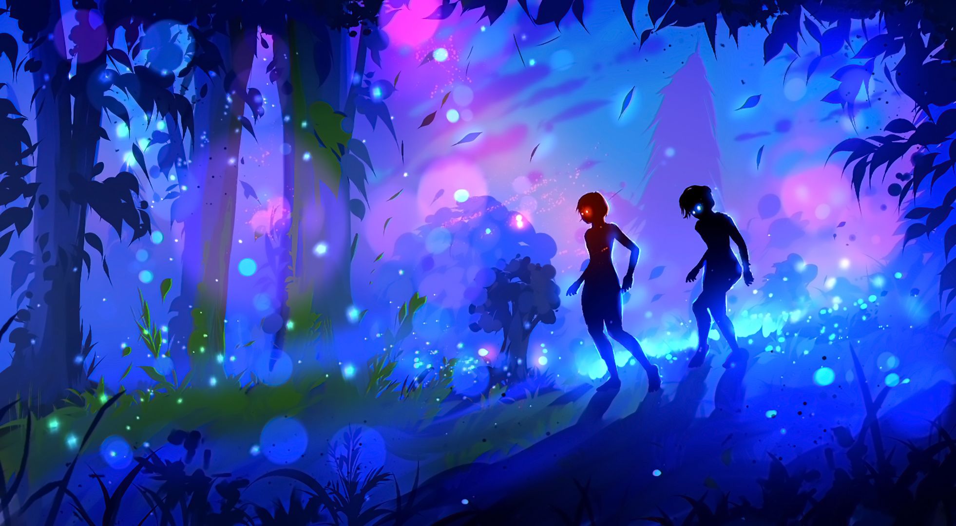 Free download wallpaper Anime, Fantasy, Night, Light, Tree, Original on your PC desktop