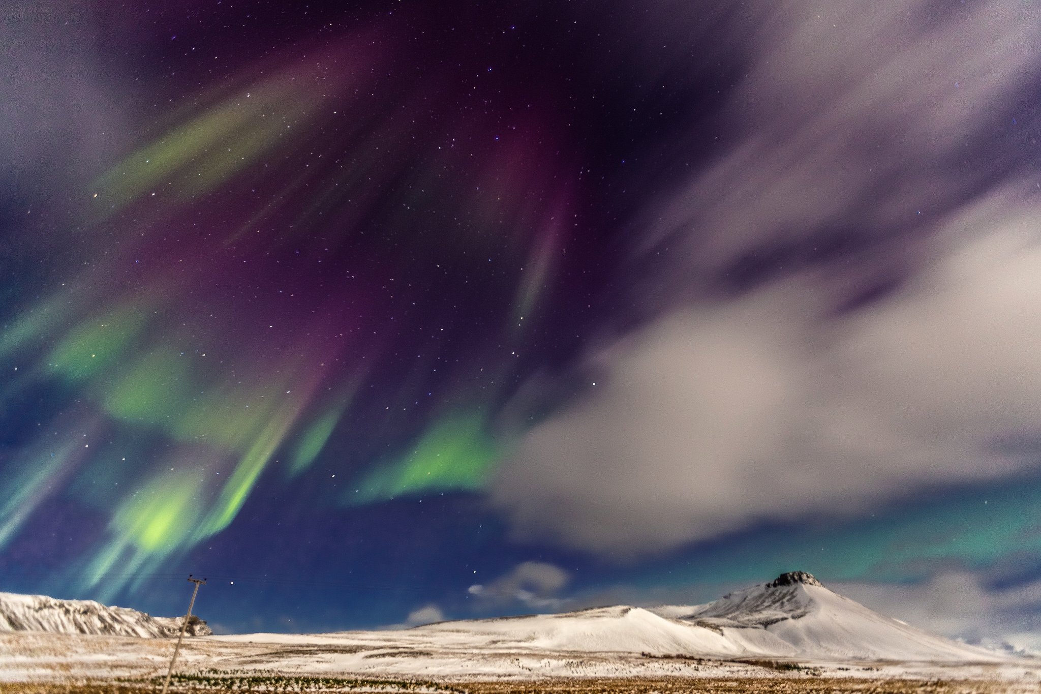 Laden Sie das Landschaft, Winter, Gebirge, Himmel, Erde/natur, Nordlicht-Bild kostenlos auf Ihren PC-Desktop herunter