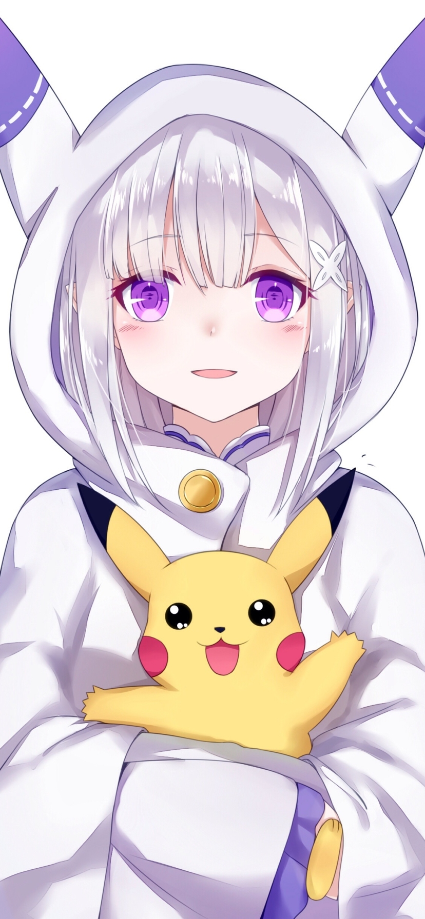 Download mobile wallpaper Anime, Pokémon, Crossover, Pikachu, Emilia (Re:zero), Re:zero Starting Life In Another World for free.