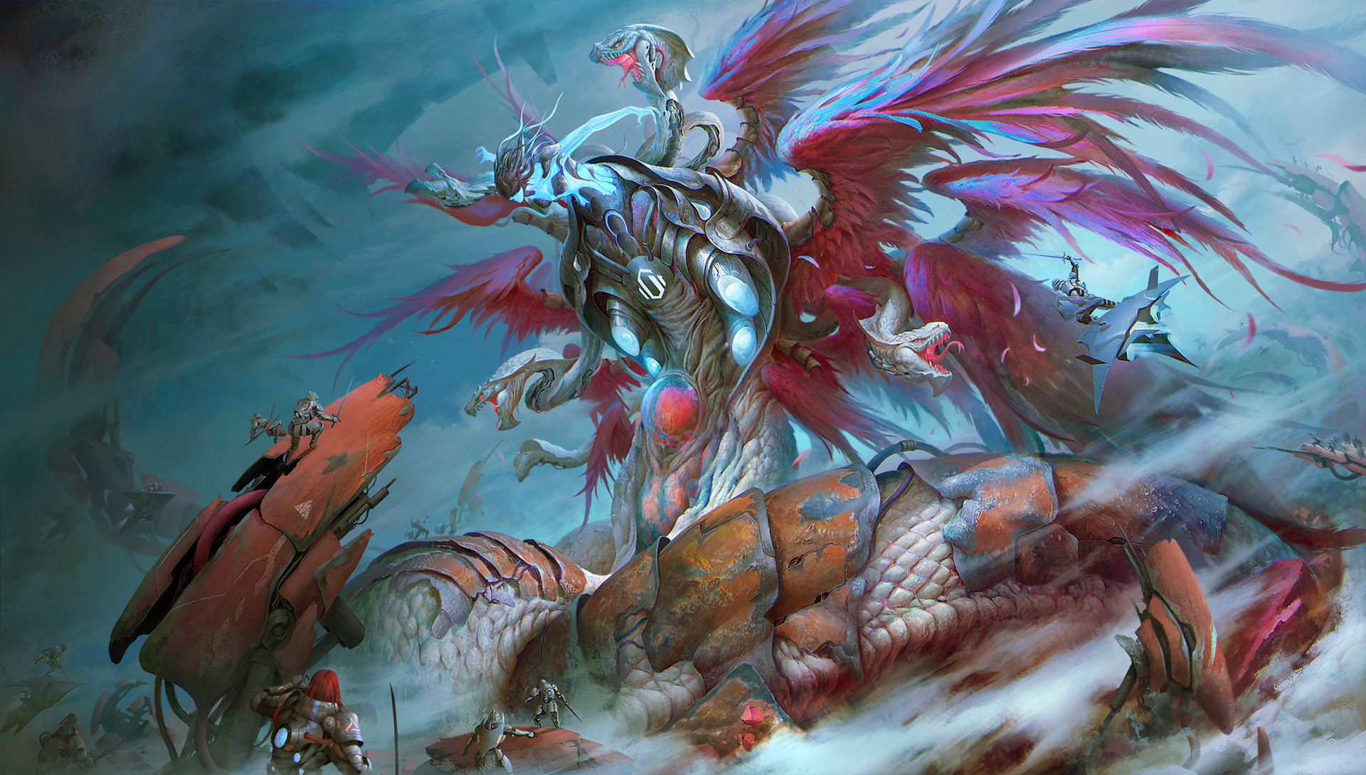 Download mobile wallpaper Fantasy, Warrior, Creature, Battle for free.