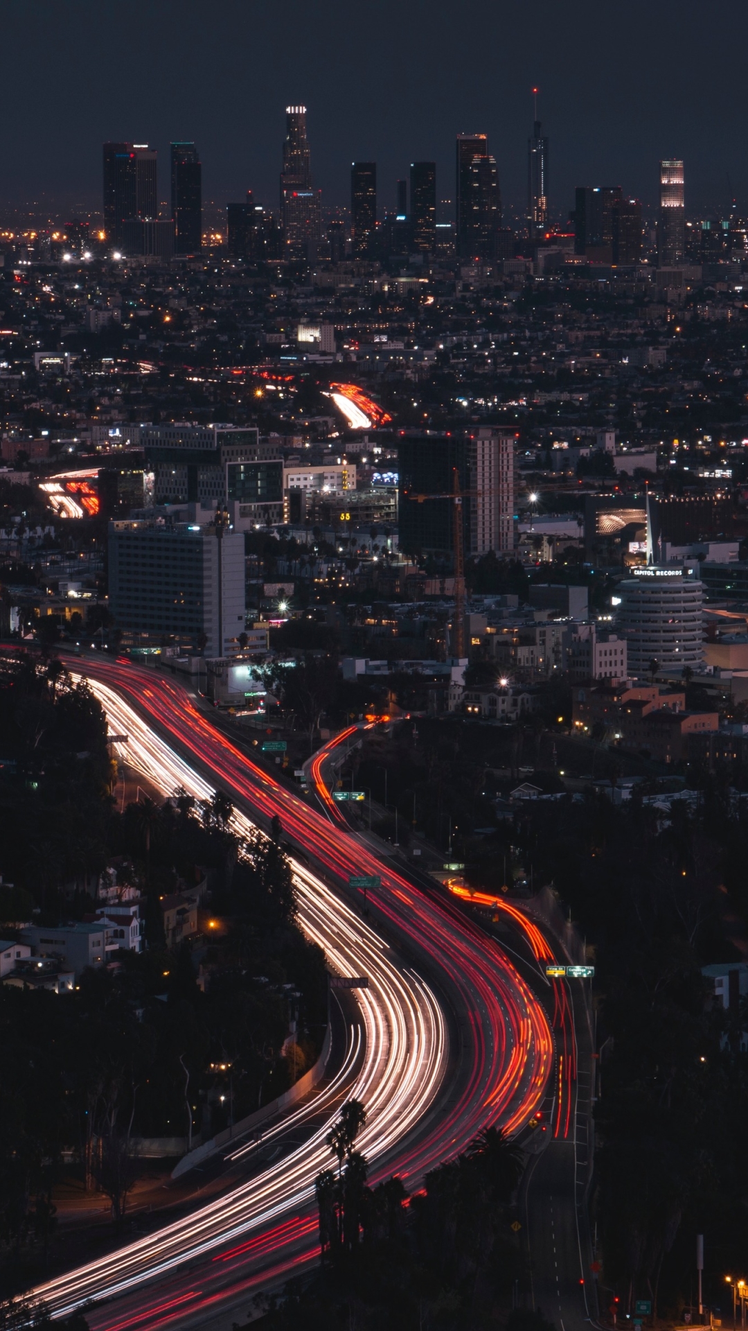 Download mobile wallpaper Cities, Night, City, Light, Los Angeles, Man Made, Time Lapse for free.