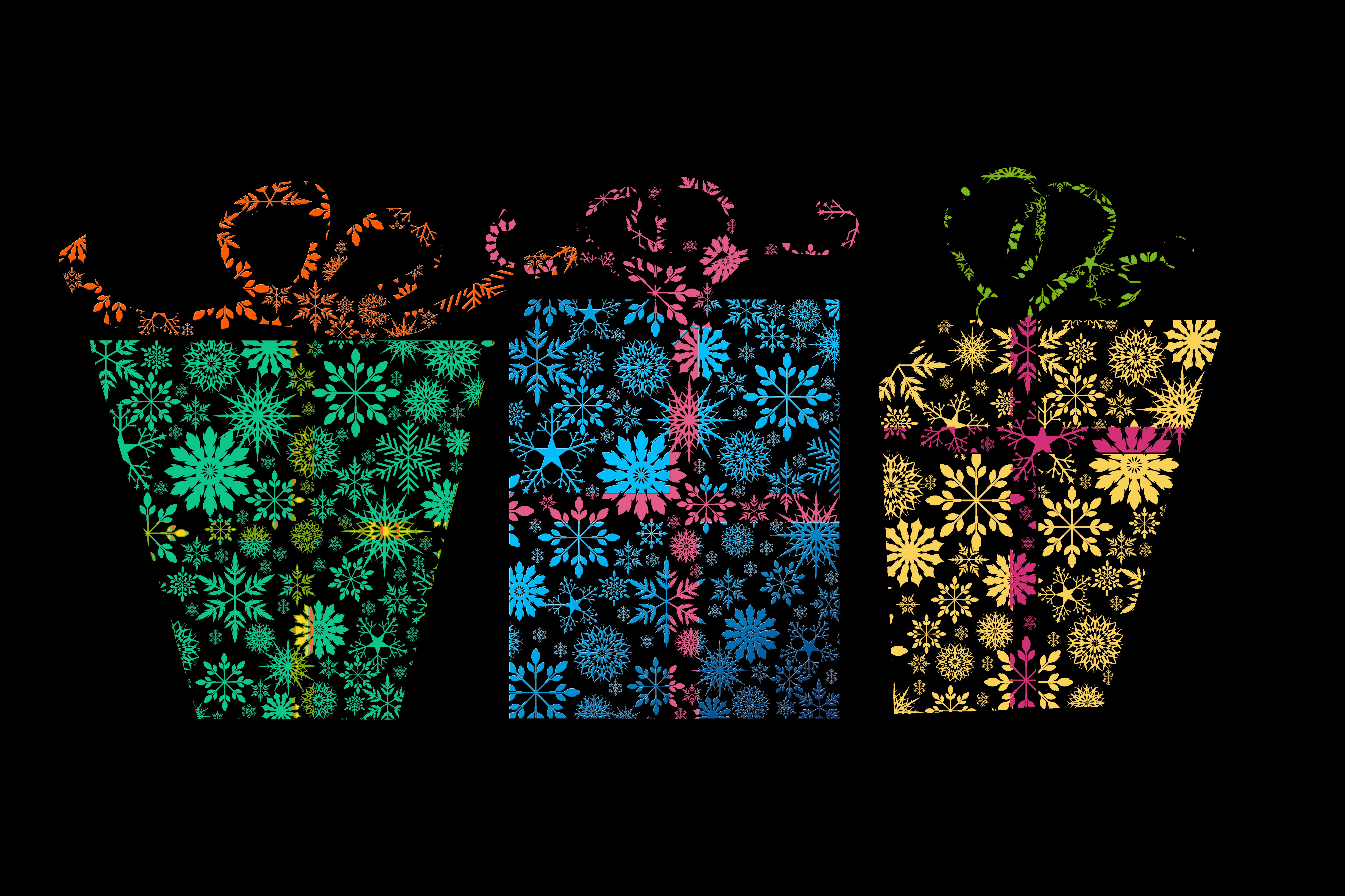Download mobile wallpaper Abstract, Pattern, Box, Gift, Snowflake for free.