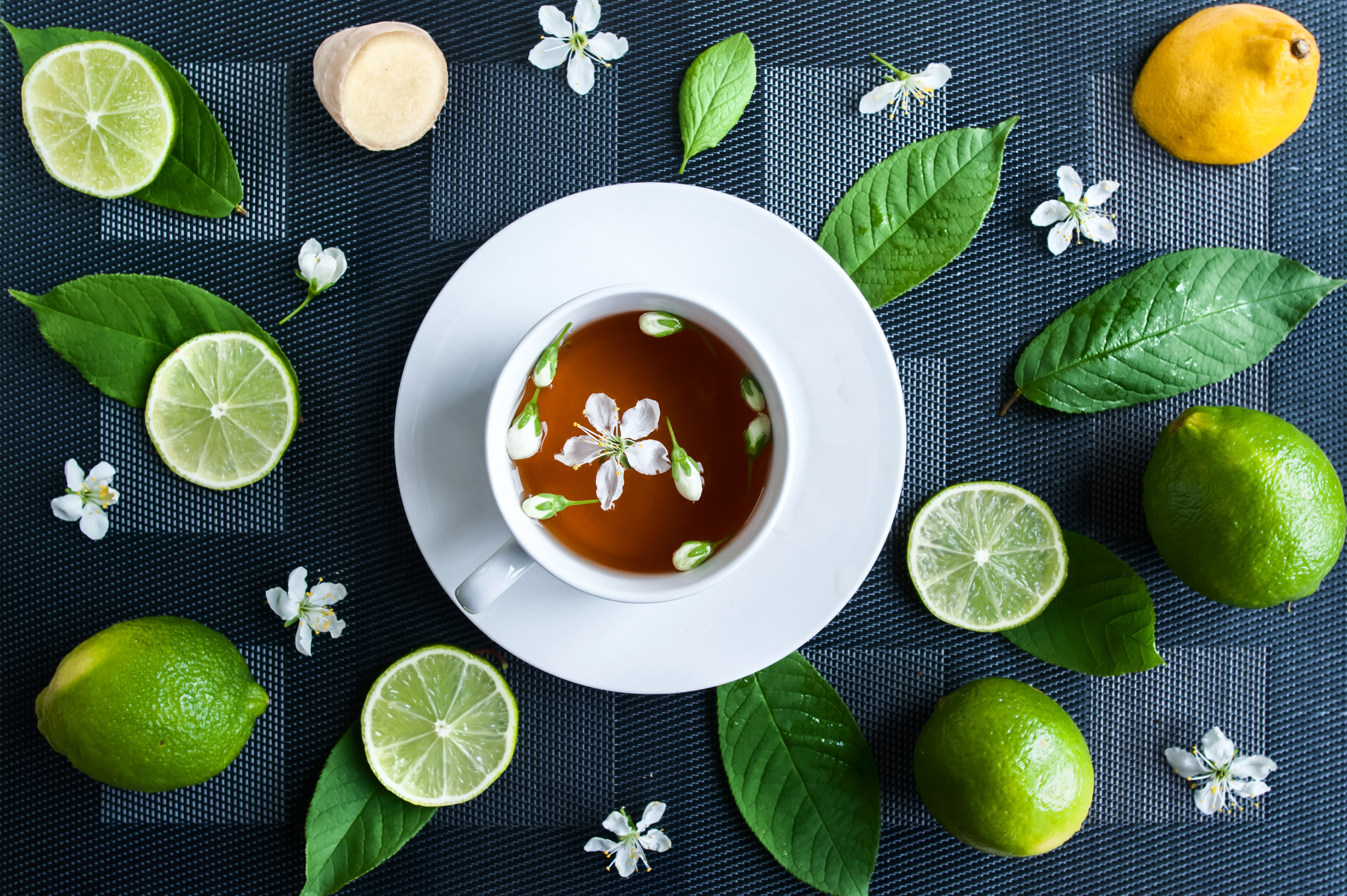 Free download wallpaper Food, Lime, Still Life, Cup, Tea on your PC desktop