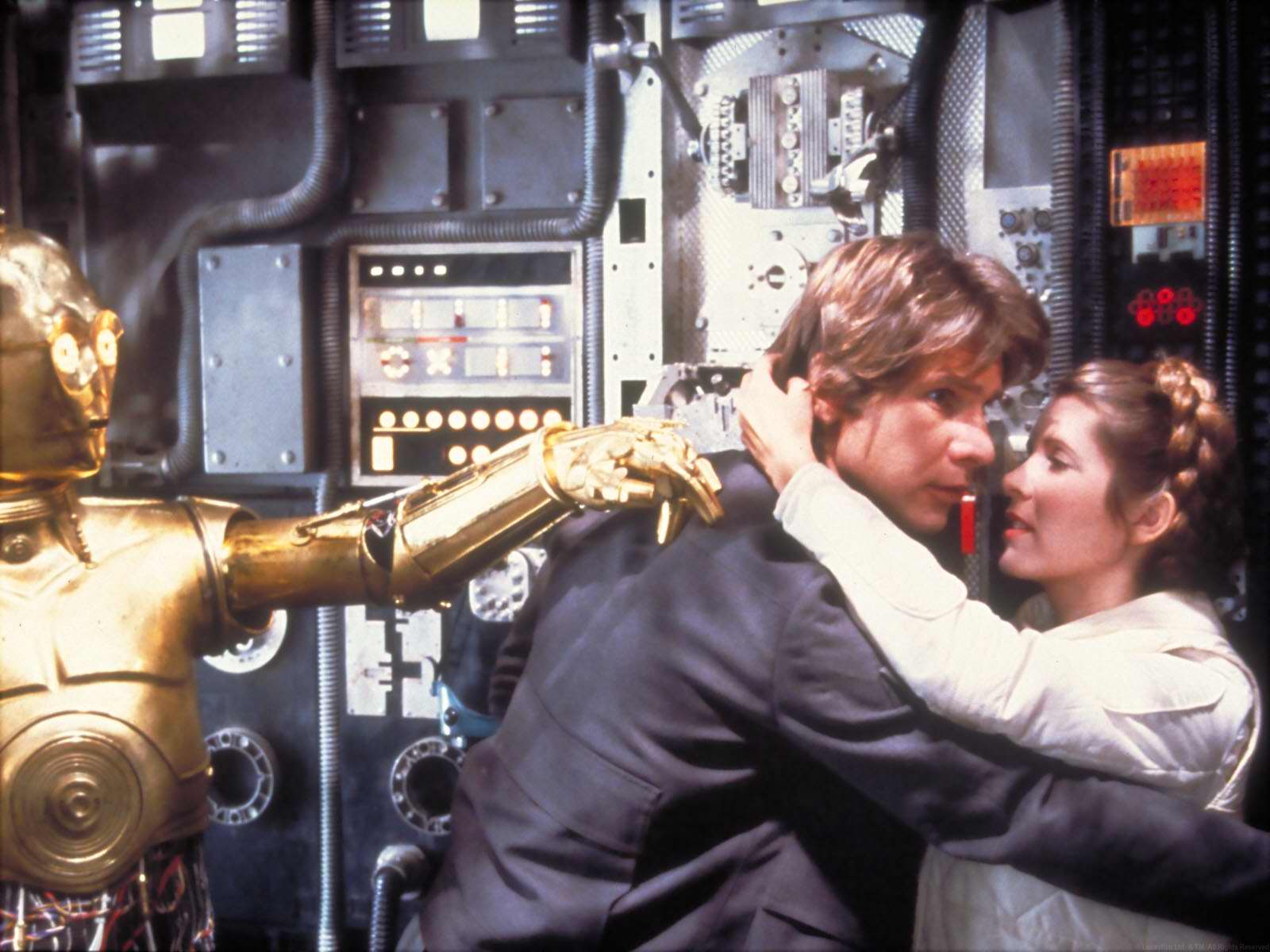Download mobile wallpaper Star Wars, Harrison Ford, Movie, C 3Po, Han Solo, Leia Organa, Star Wars Episode V: The Empire Strikes Back, Carrie Fisher for free.