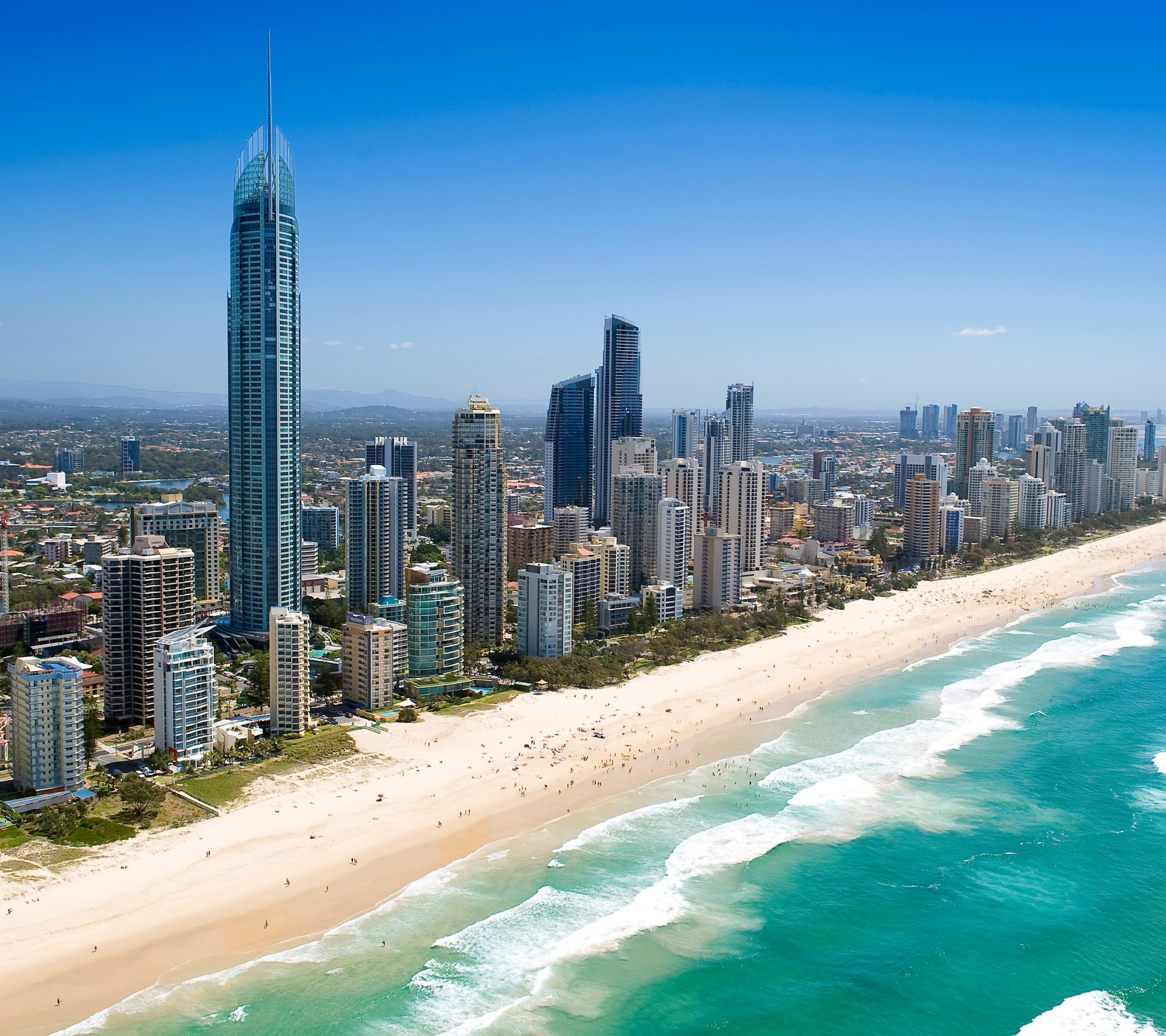 Baixe gratuitamente a imagem Cidades, Praia, Arranha Céu, Paisagem Urbana, Austrália, Feito Pelo Homem, Costa Dourada, Queensland, Paraíso Dos Surfistas na área de trabalho do seu PC