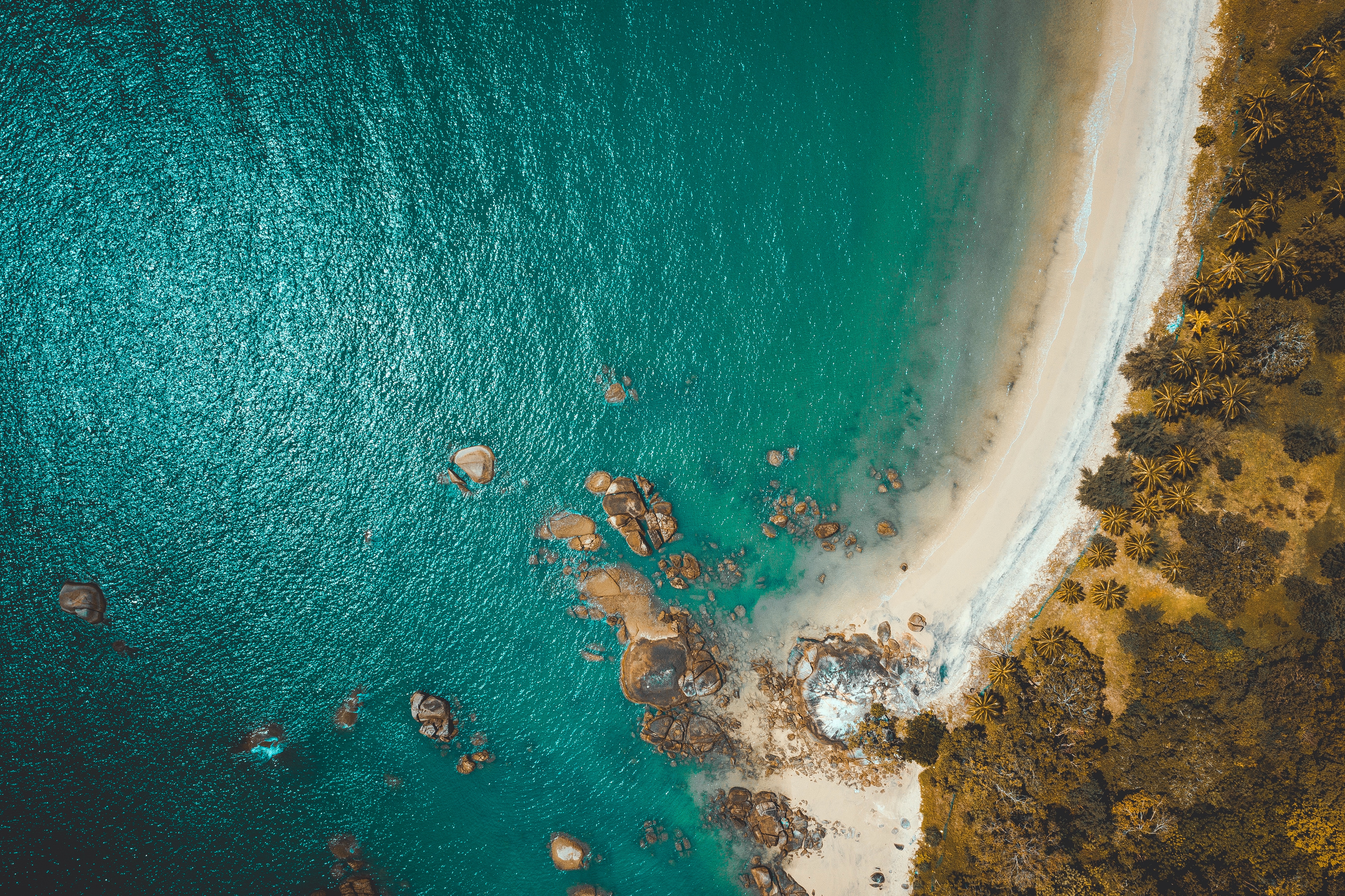 beach, nature, sea, coast, view from above, rocks