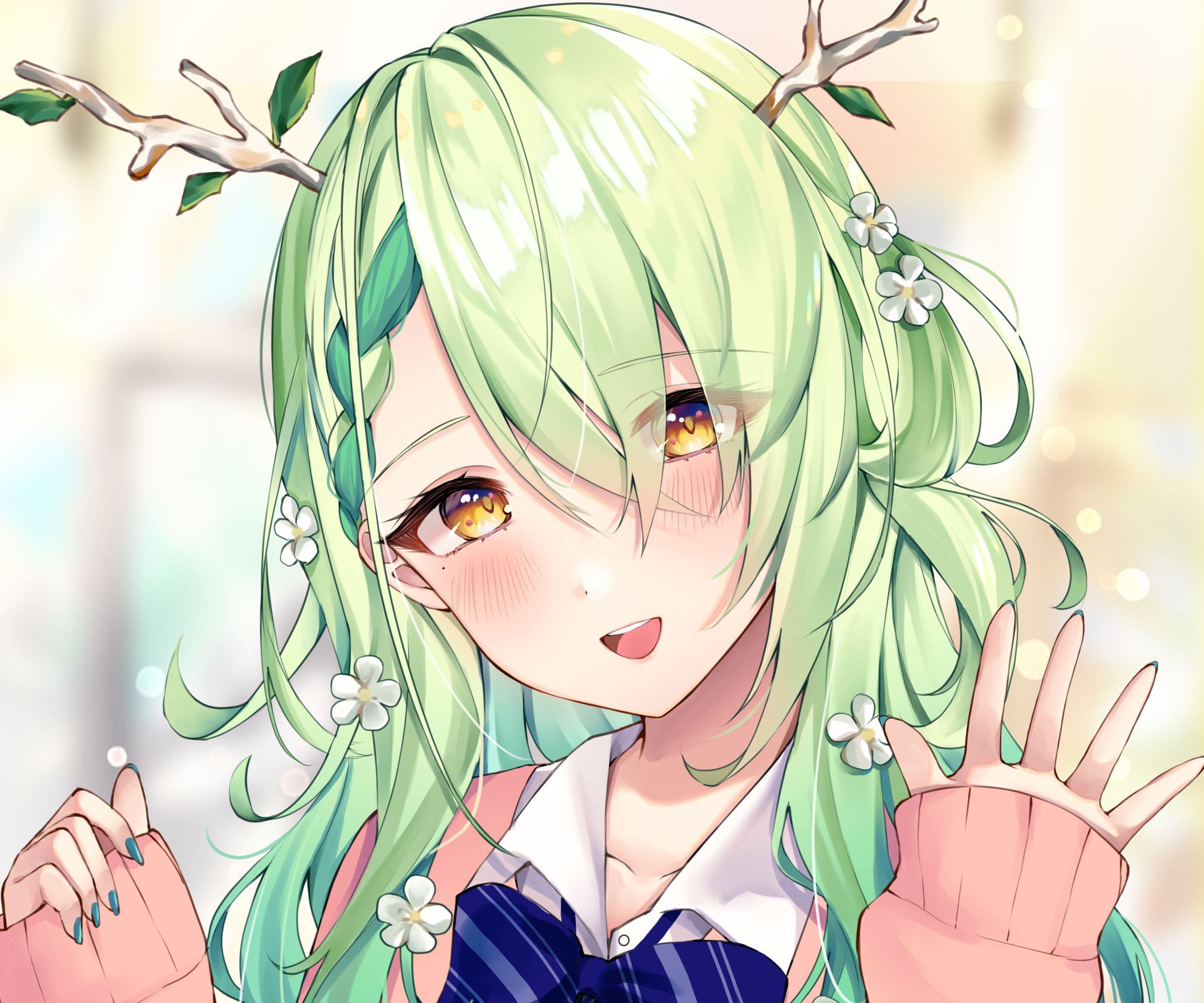 Download mobile wallpaper Anime, Green Hair, Virtual Youtuber, Hololive, Ceres Fauna for free.