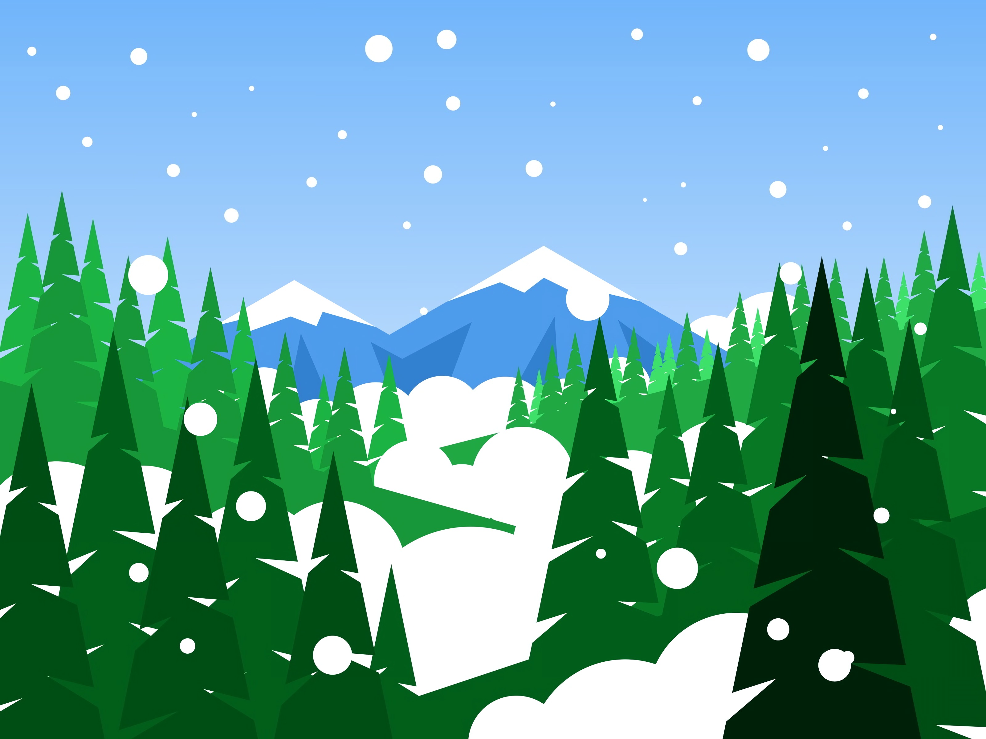Handy-Wallpaper Mountains, Schnee, Wald, Kunst, Vektor kostenlos herunterladen.