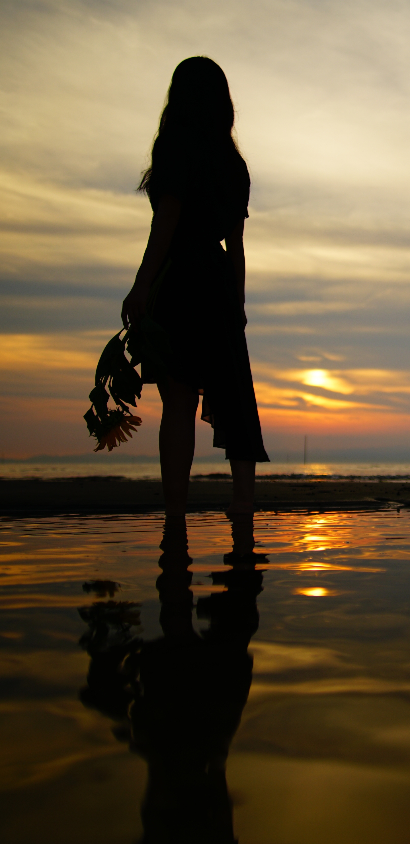 Download mobile wallpaper Silhouette, Rear, Women for free.