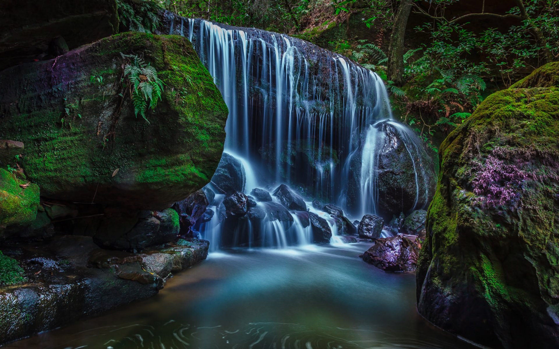 Free download wallpaper Waterfalls, Waterfall, Forest, Earth, Moss on your PC desktop