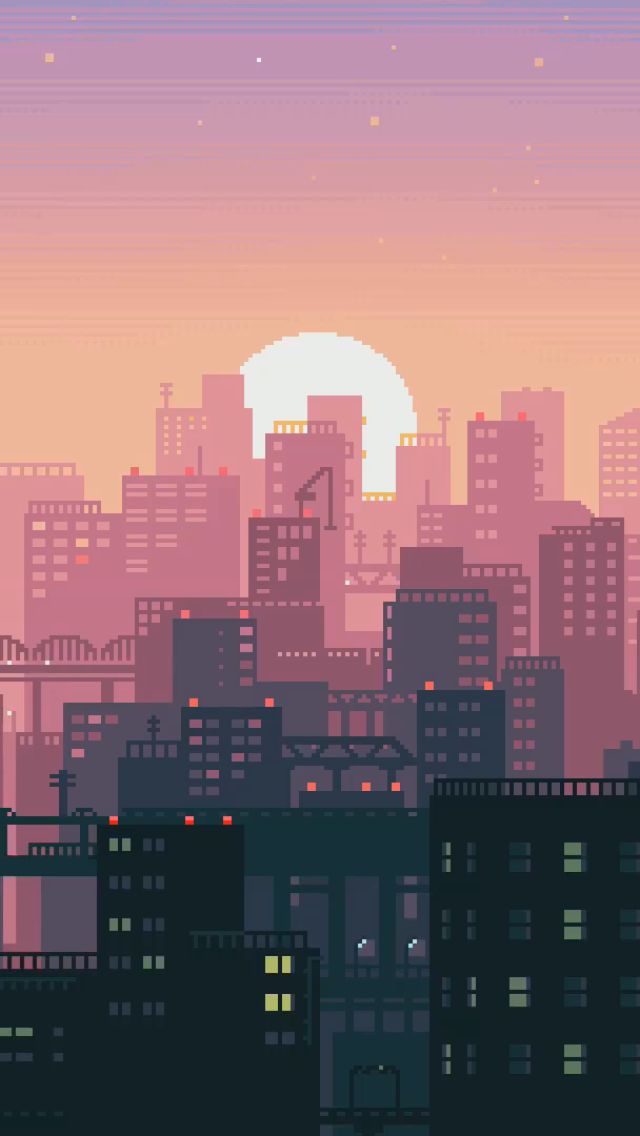 Download mobile wallpaper Sunset, Artistic, Pixel Art for free.