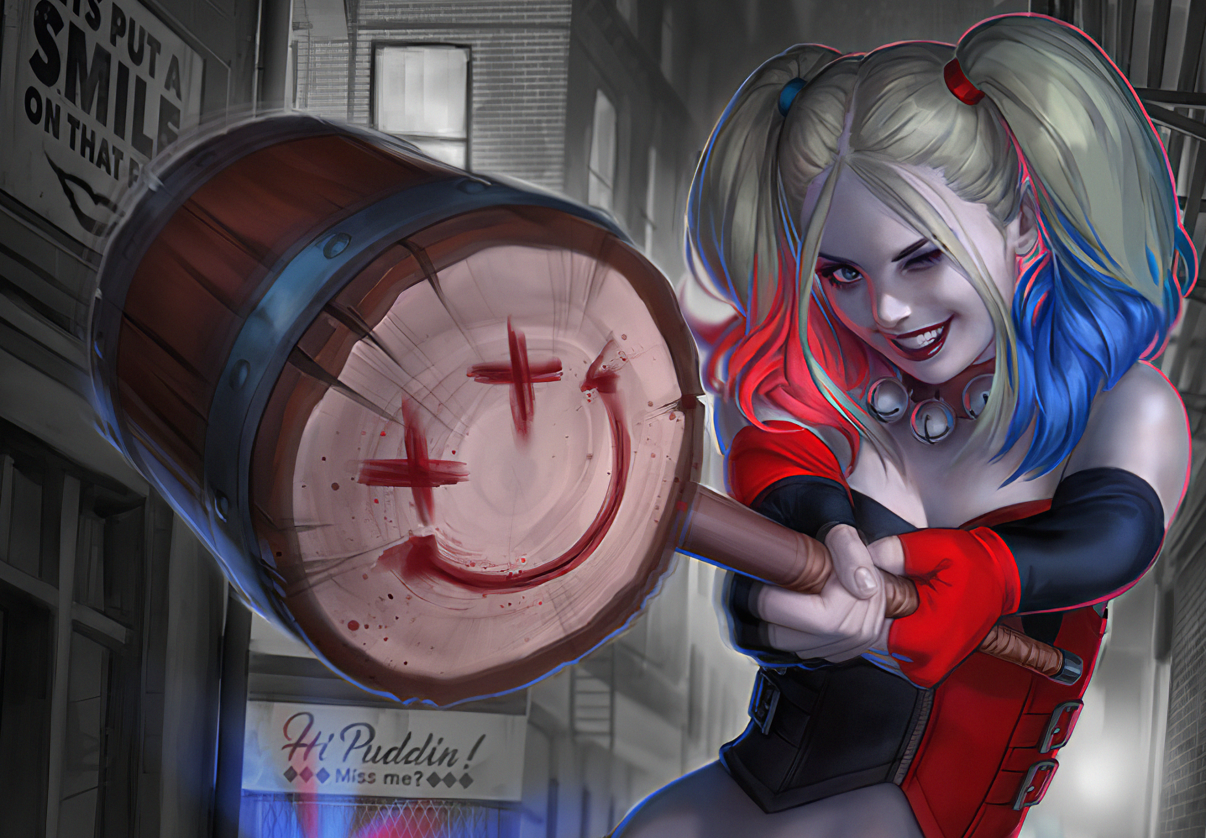 Download mobile wallpaper Blonde, Comics, Harley Quinn, Dc Comics, Twintails for free.