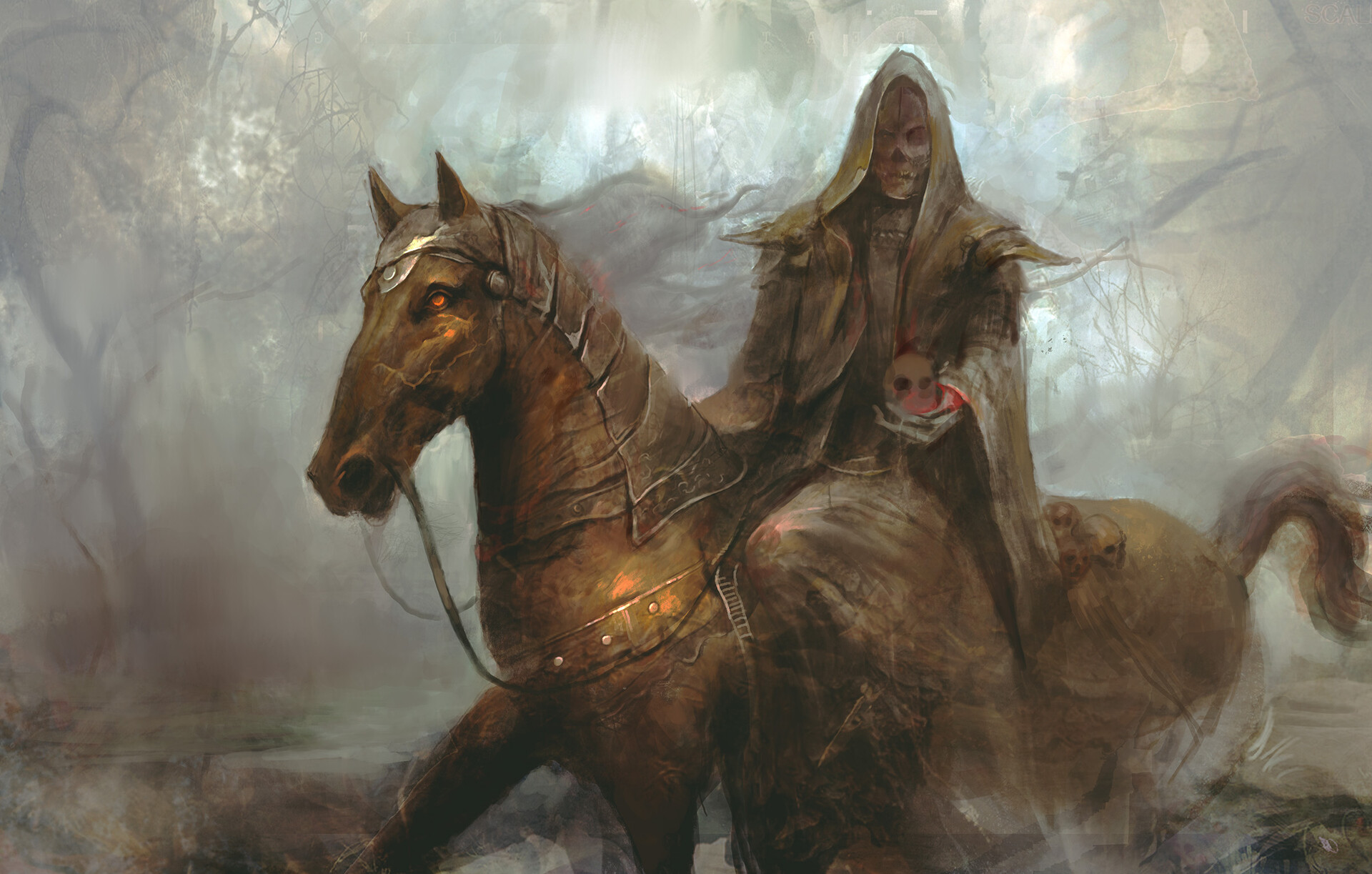 Free download wallpaper Dark, Artistic, Horse, Hood, Skull, Undead on your PC desktop