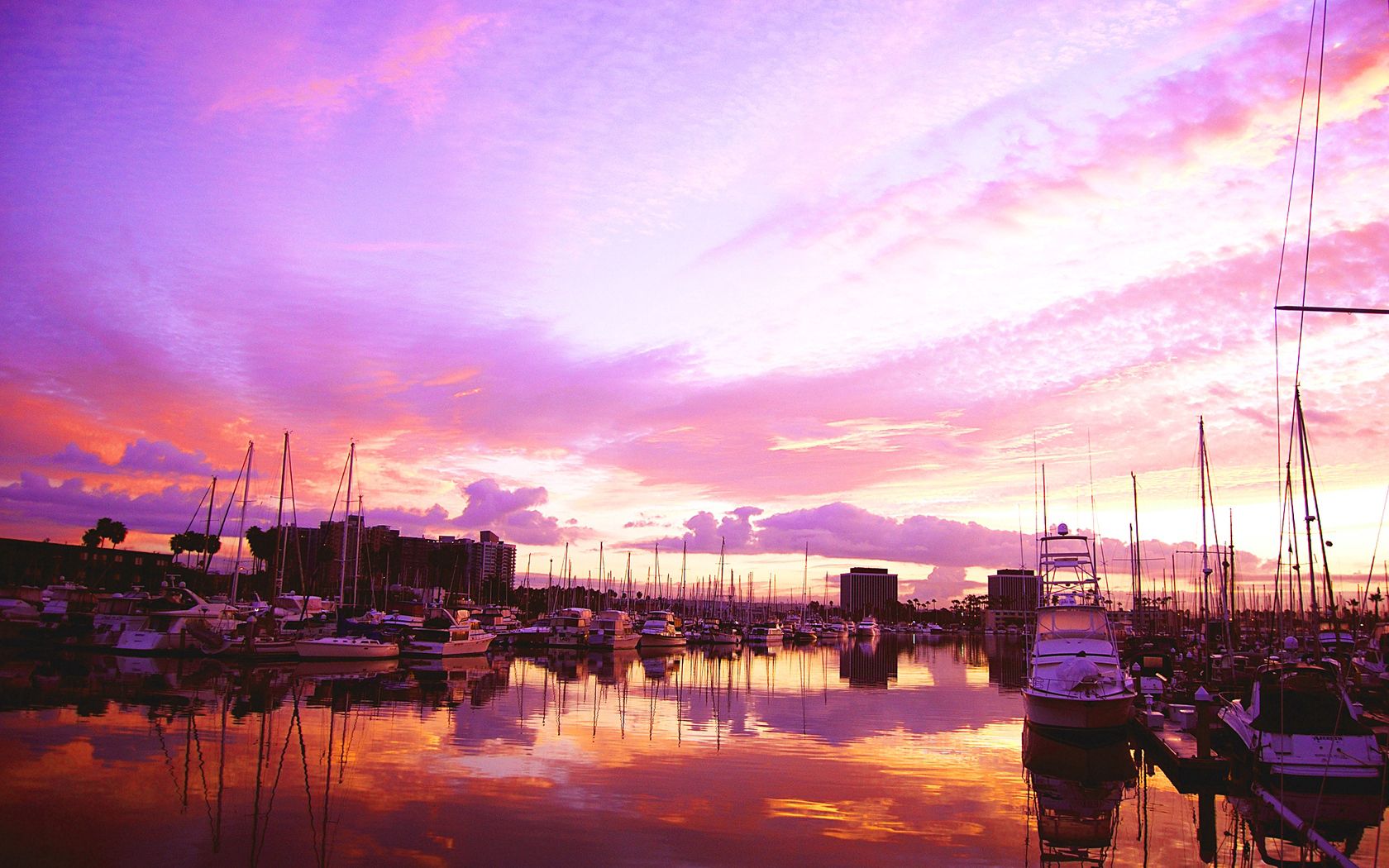 pier, cities, sunset, sky, sea, yachts Full HD