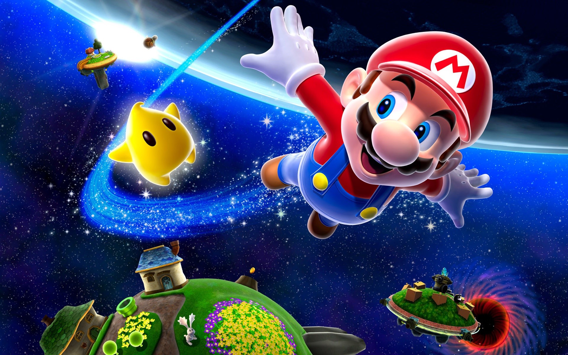 Laden Sie Super Mario Galaxy HD-Desktop-Hintergründe herunter