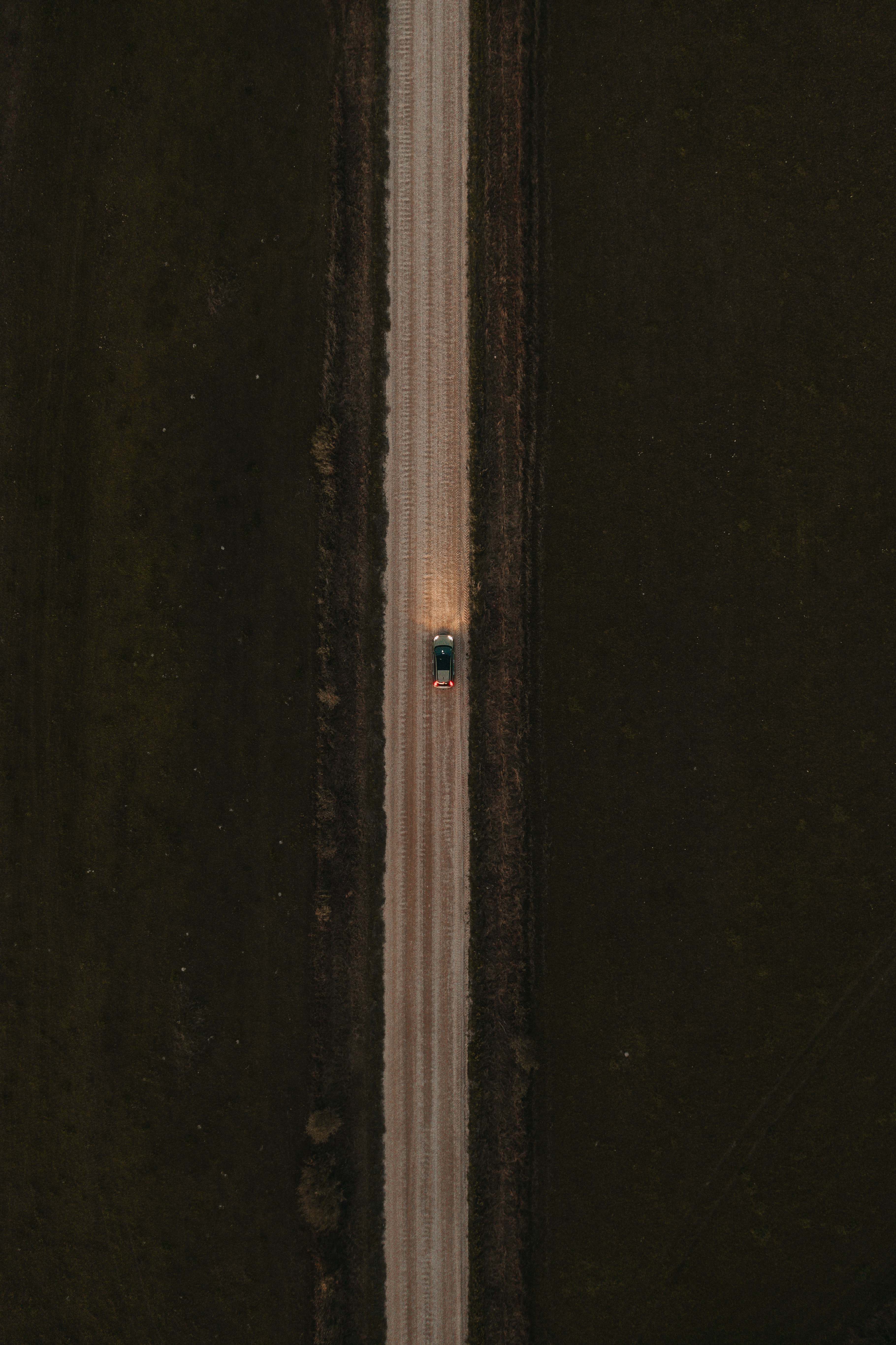 Download mobile wallpaper Grass, Evening, Road, Nature, View From Above, Car, Machine for free.