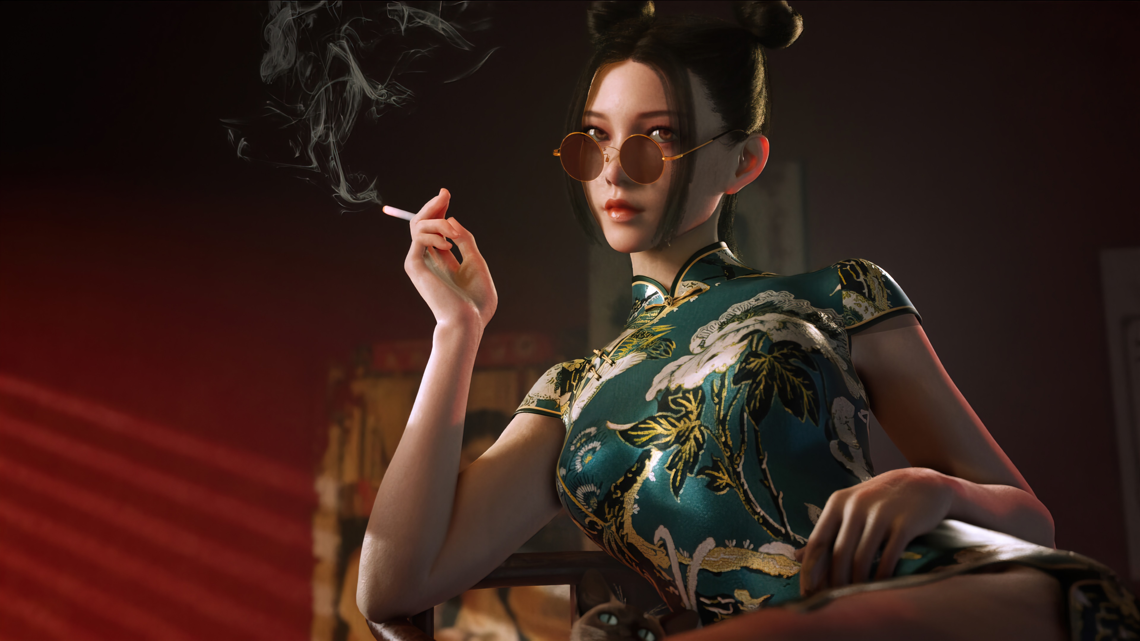 Free download wallpaper Anime, Girl, Chinese, Smoking on your PC desktop