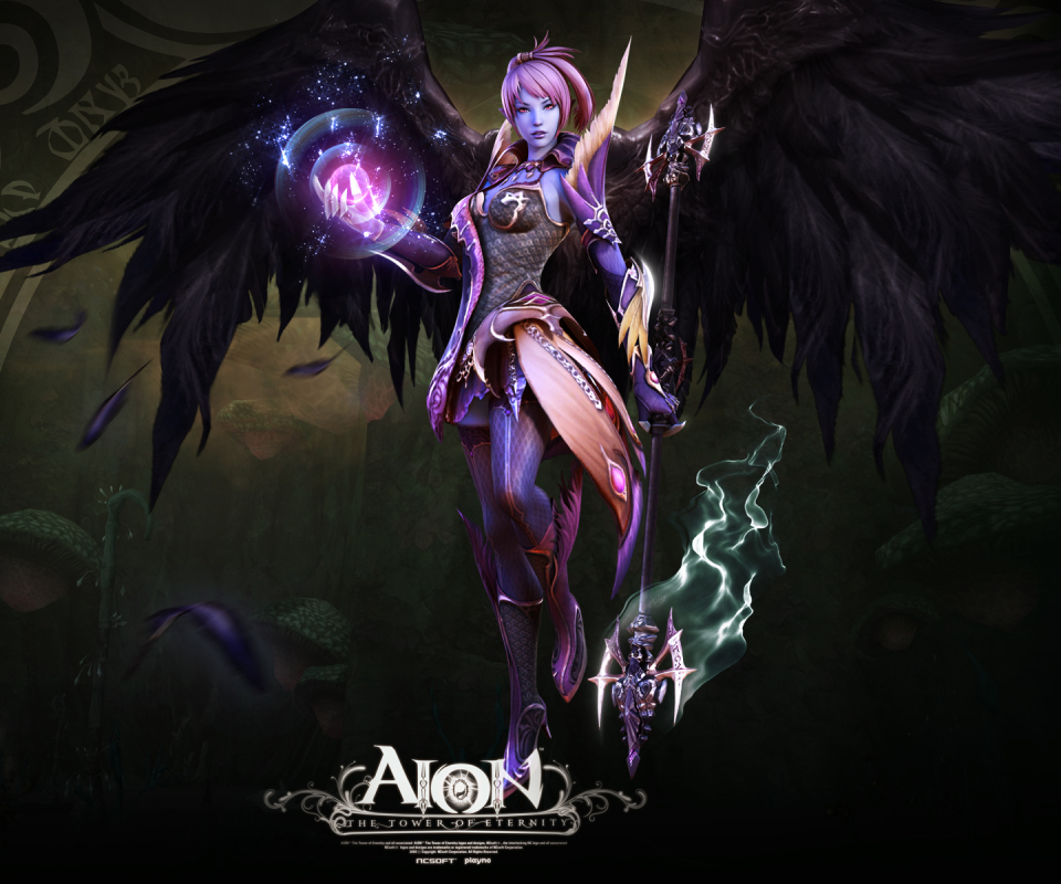 video game, aion: tower of eternity, pink hair, wings, fantasy, aion, magic