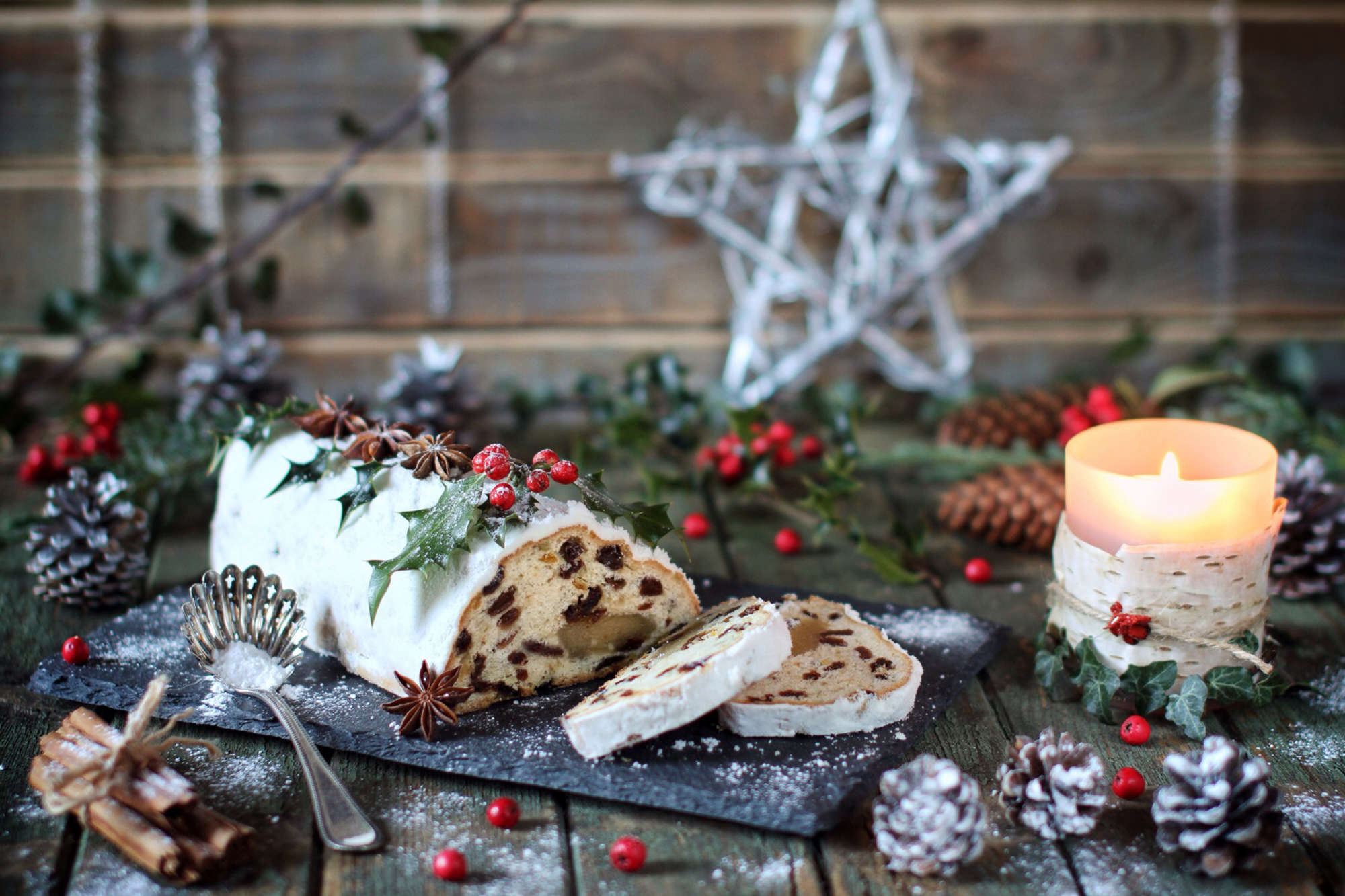 Handy-Wallpaper Feiertage, Dessert, Weihnachten, Kerze, Speisen kostenlos herunterladen.
