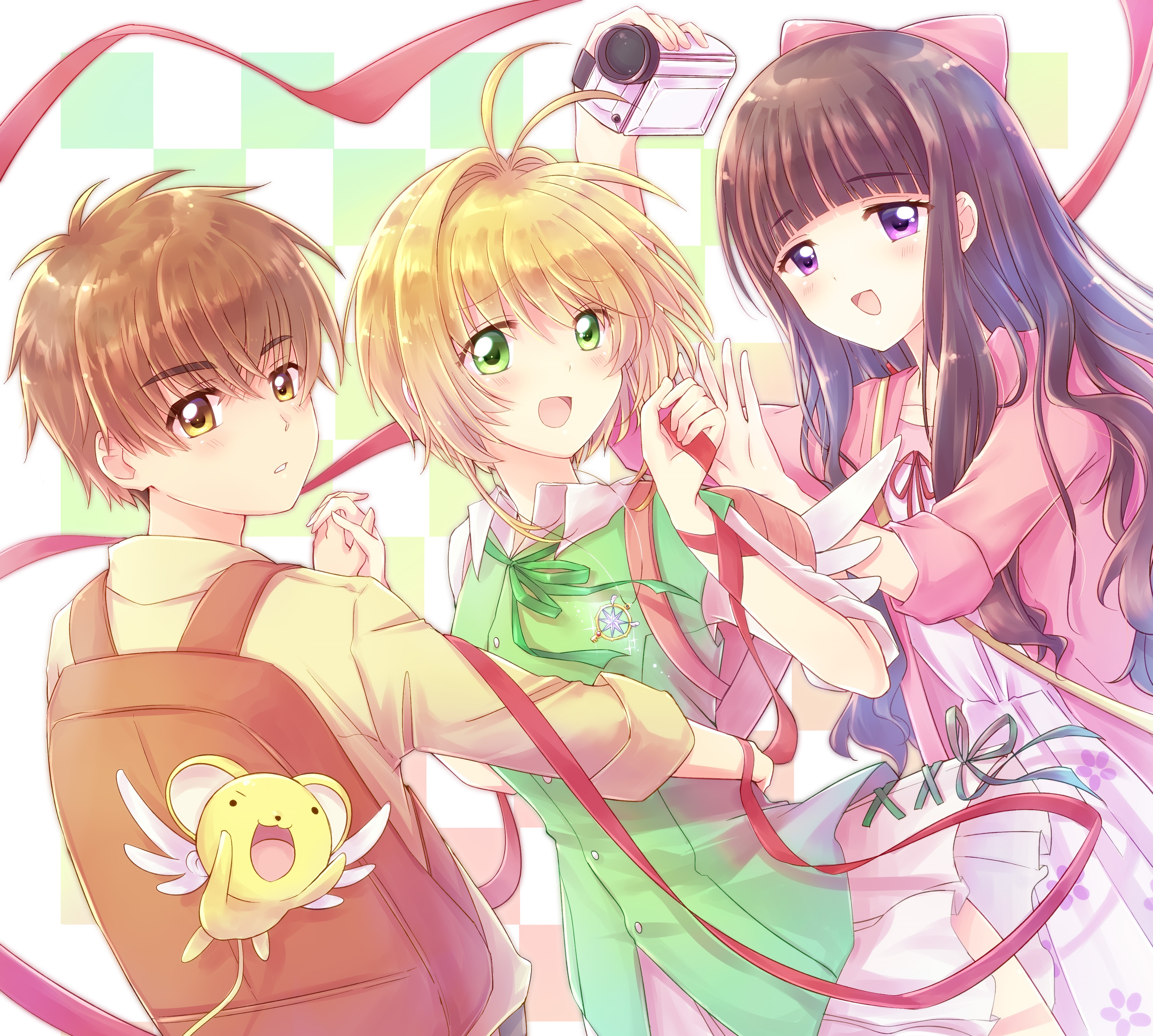 Laden Sie das Animes, Kadokyaputa Sakura, Sakura Kinomoto, Syaoran Li, Tomoyo Daidouji, Kerberos (Kartencaptor Sakura)-Bild kostenlos auf Ihren PC-Desktop herunter