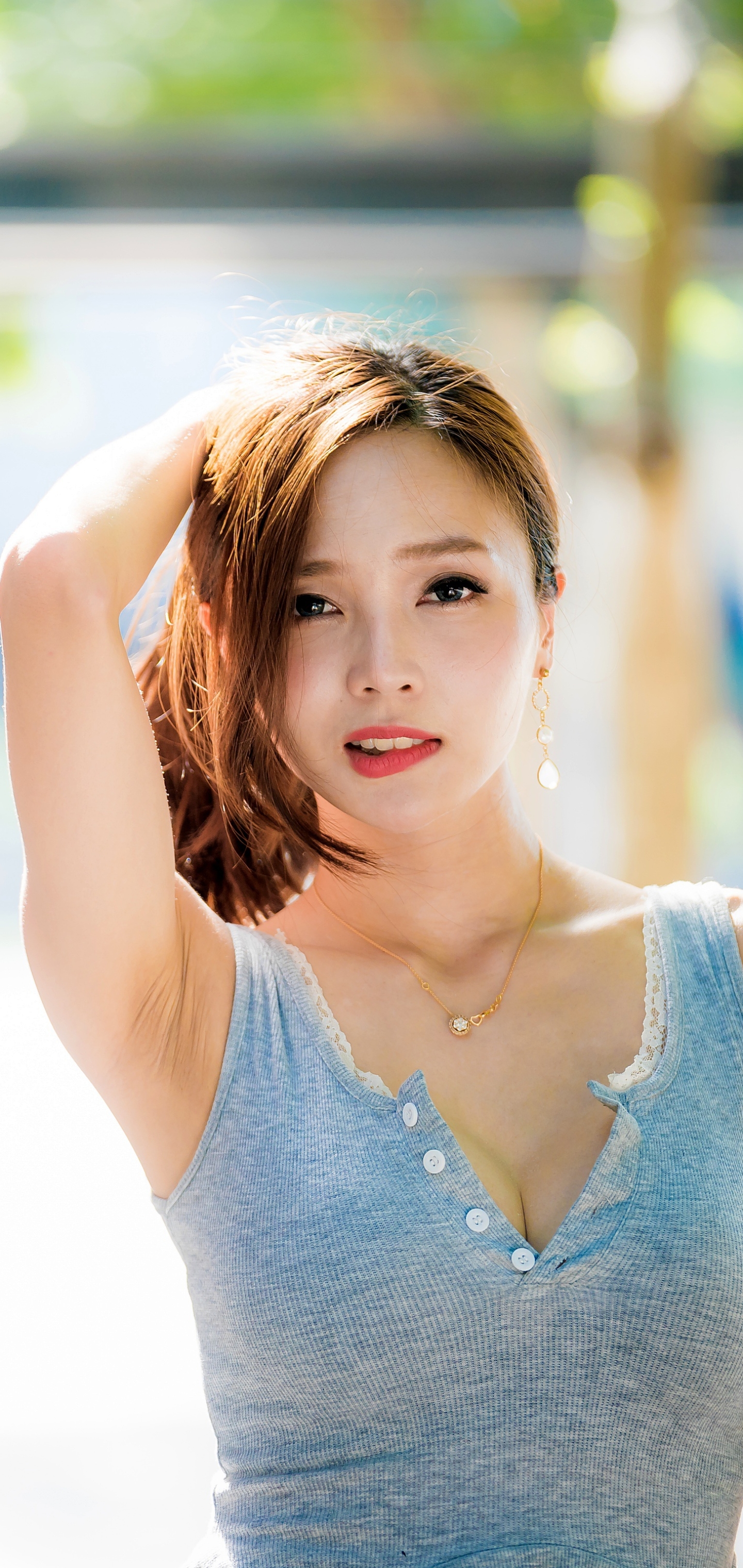 Download mobile wallpaper Brunette, Model, Women, Asian, Lipstick for free.