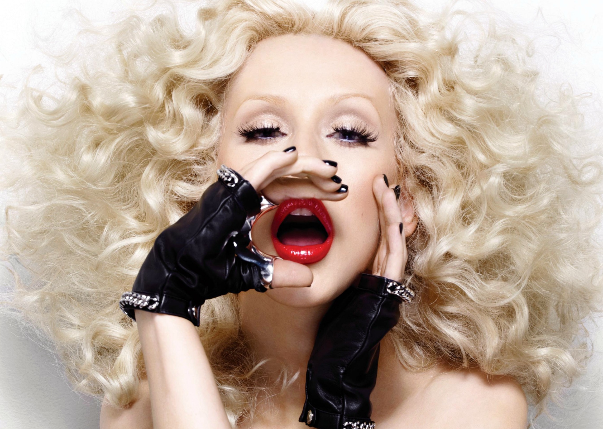 Handy-Wallpaper Christina Aguilera, Lippenstift, Musik, Blondinen kostenlos herunterladen.
