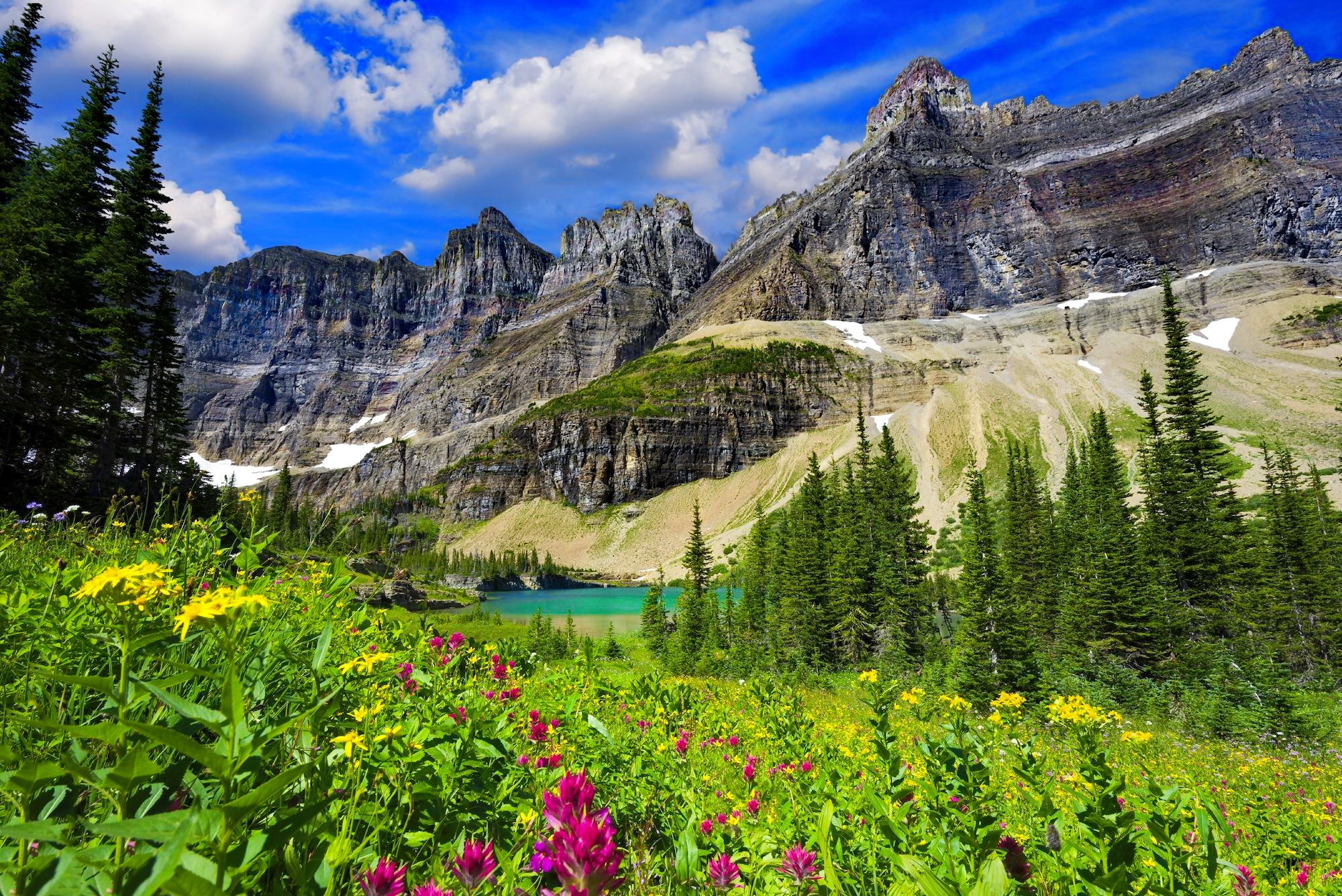 Laden Sie das Landschaft, See, Blume, Klippe, Gebirge, Frühling, Gras, Erde/natur-Bild kostenlos auf Ihren PC-Desktop herunter