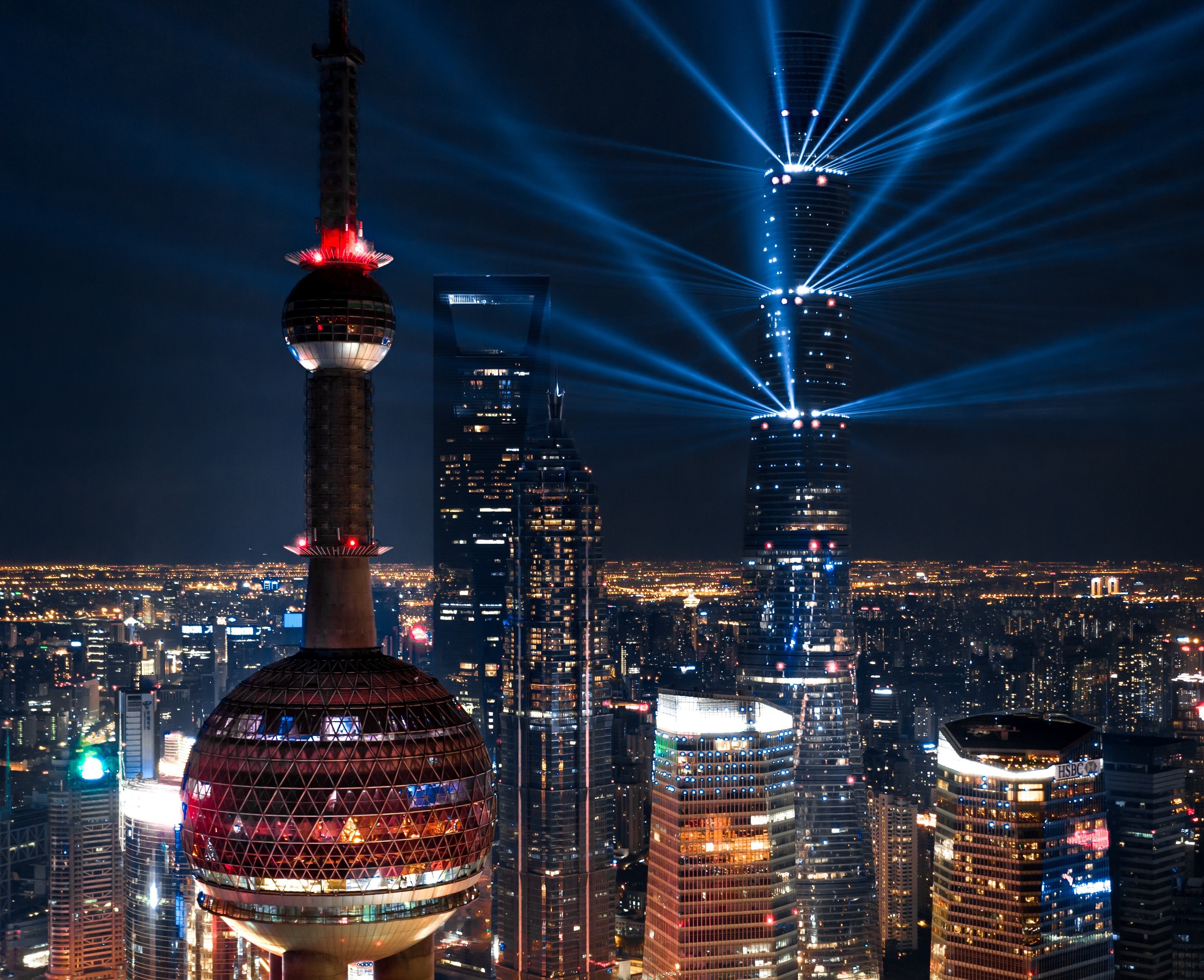 Download mobile wallpaper Cities, Night, City, Skyscraper, Building, China, Shanghai, Man Made for free.
