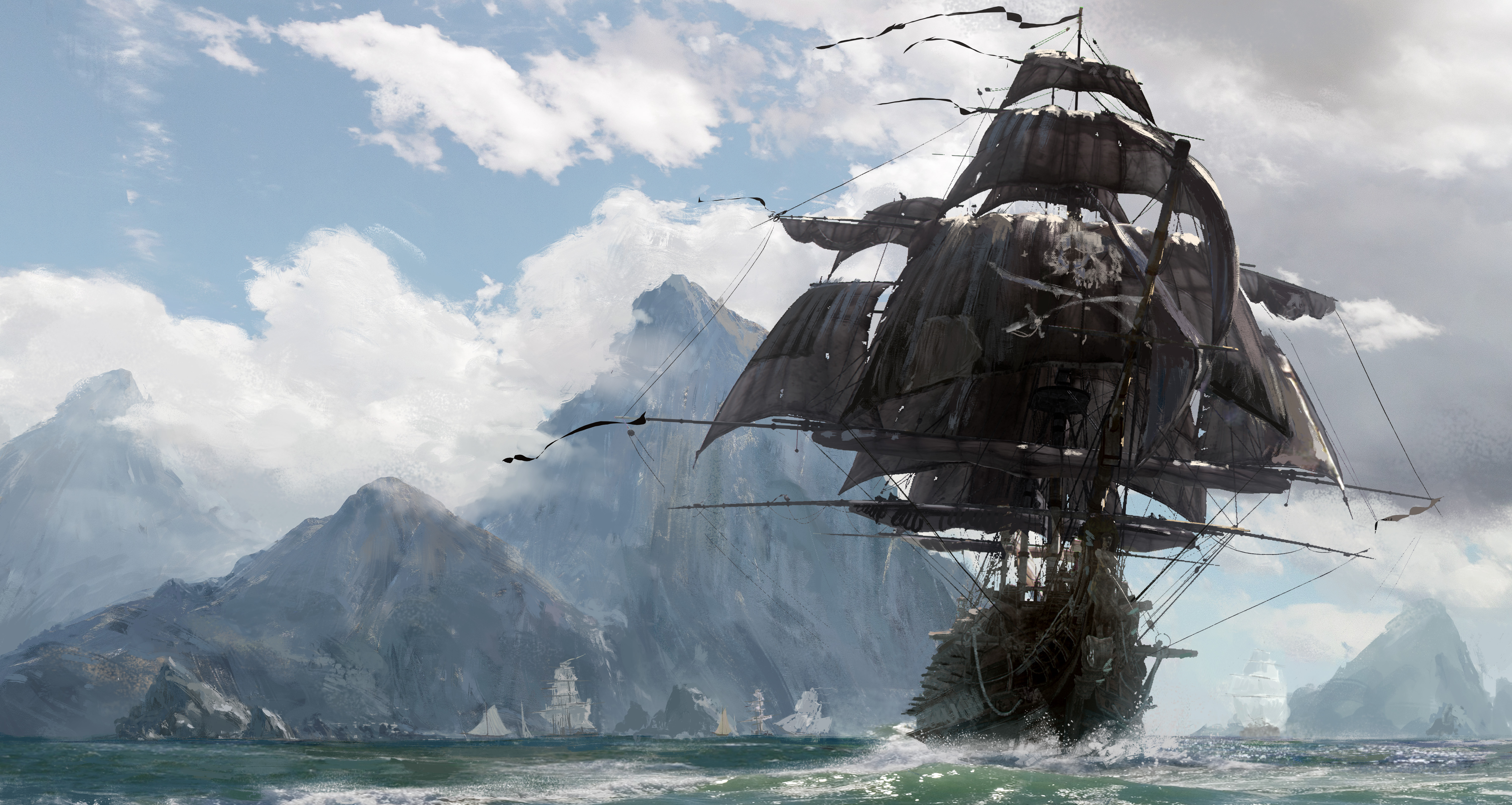 845137 скачать обои пиратский корабль, видеоигры, череп и кости - заставки и картинки бесплатно