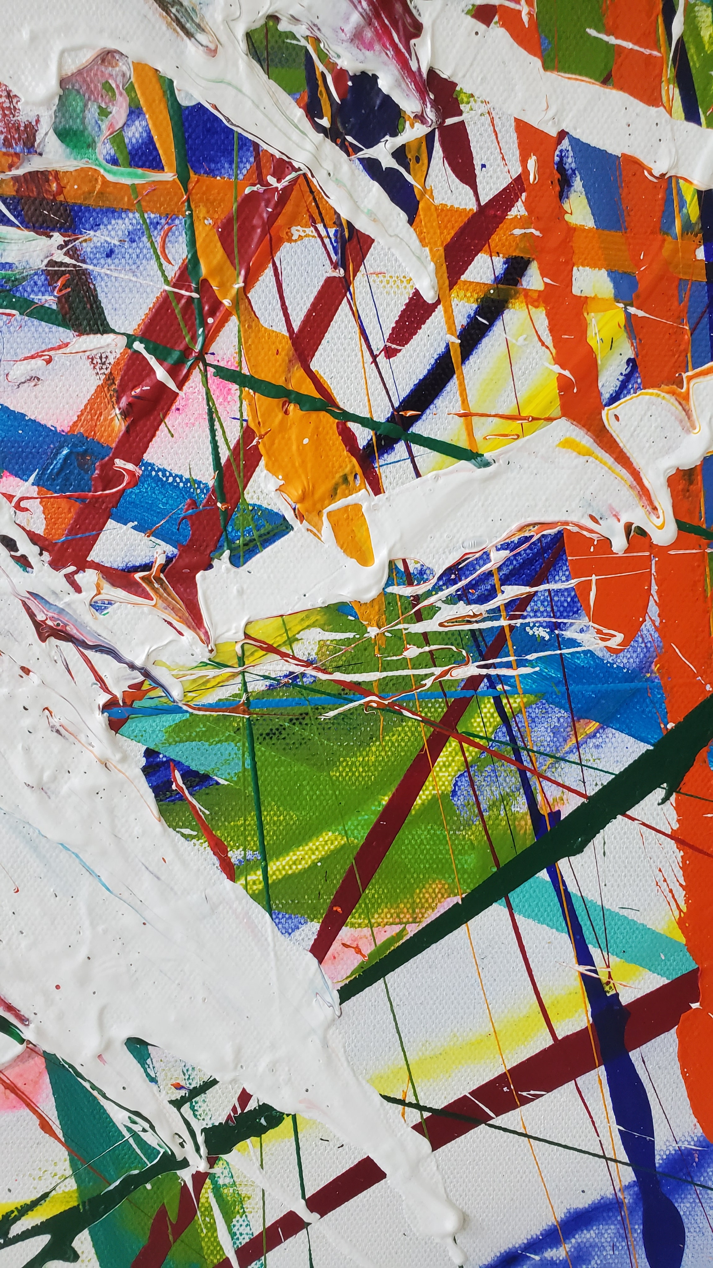 abstract, multicolored, motley, lines, paint, canvas, blots