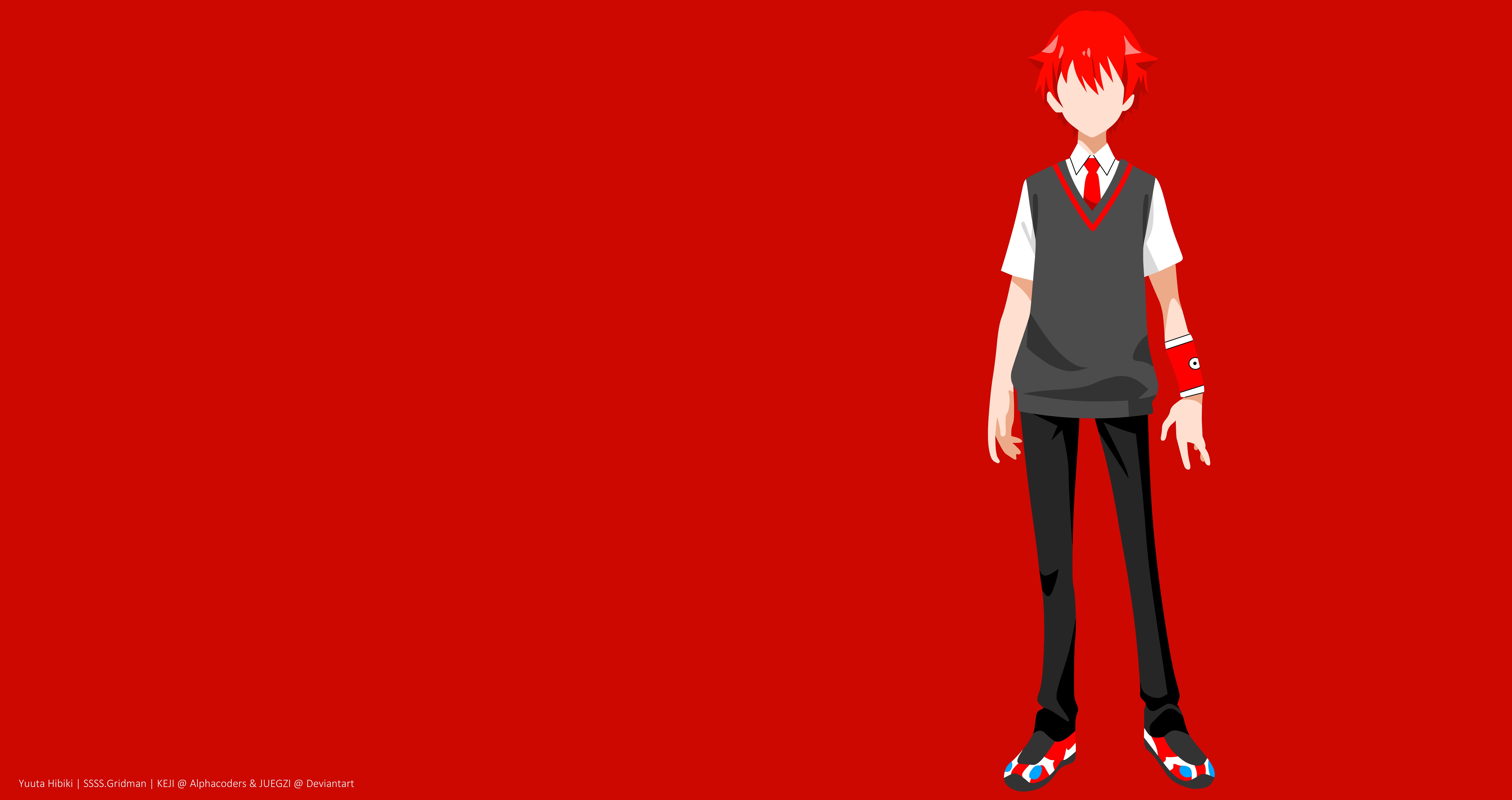 anime, ssss gridman, red hair, school uniform, yuta hibiki