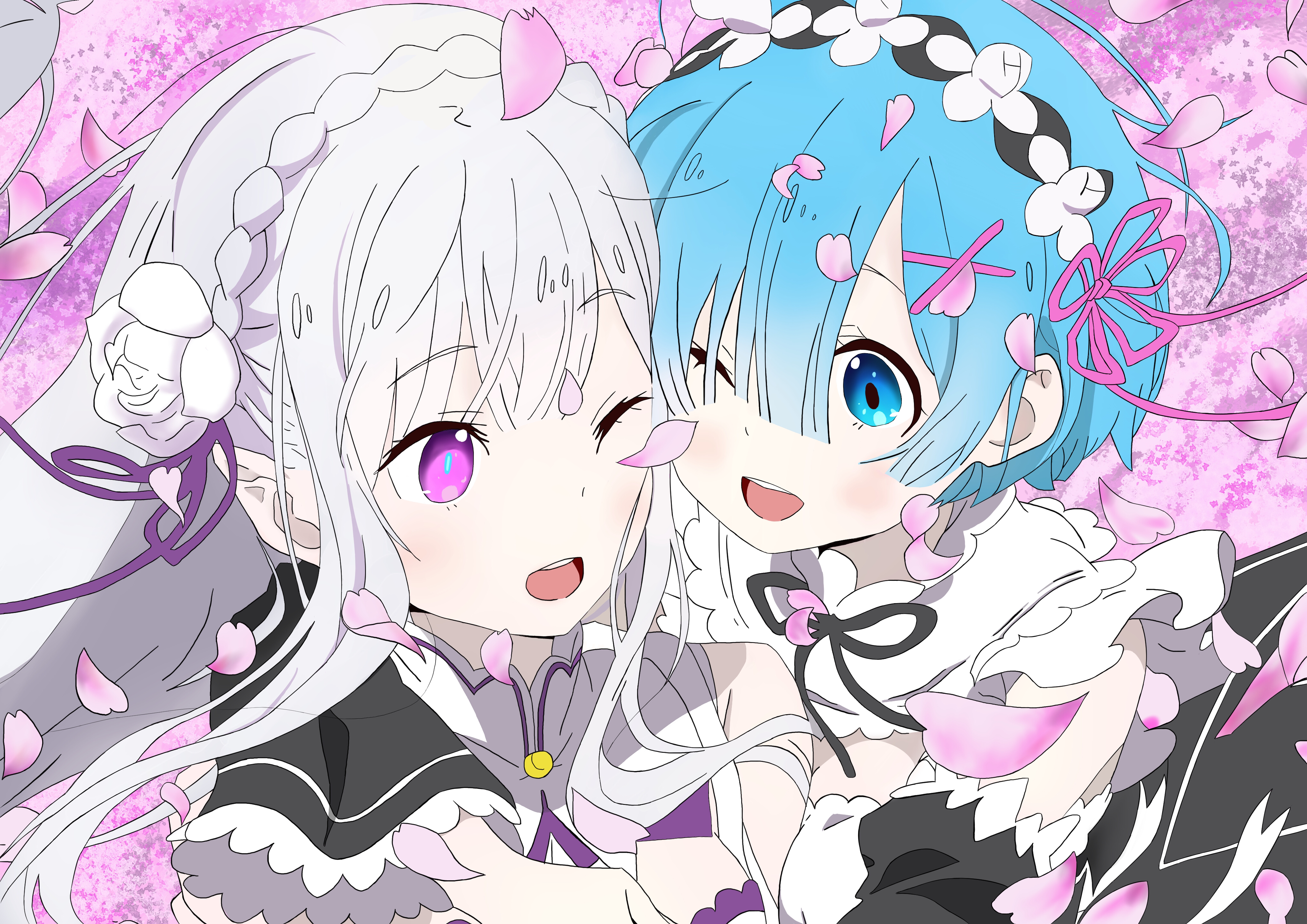 Descarga gratuita de fondo de pantalla para móvil de Animado, Emilia (Re:zero), Re:zero Comenzando La Vida En Otro Mundo, Rem (Re: Cero).