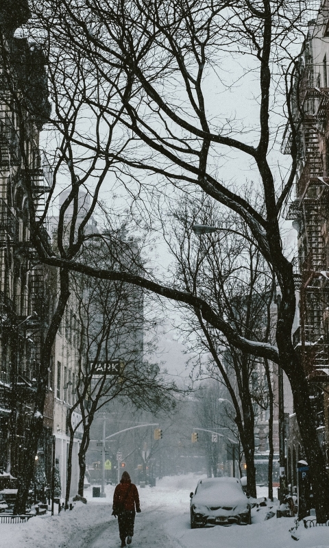 Download mobile wallpaper Cities, Snow, City, House, Street, Man Made for free.