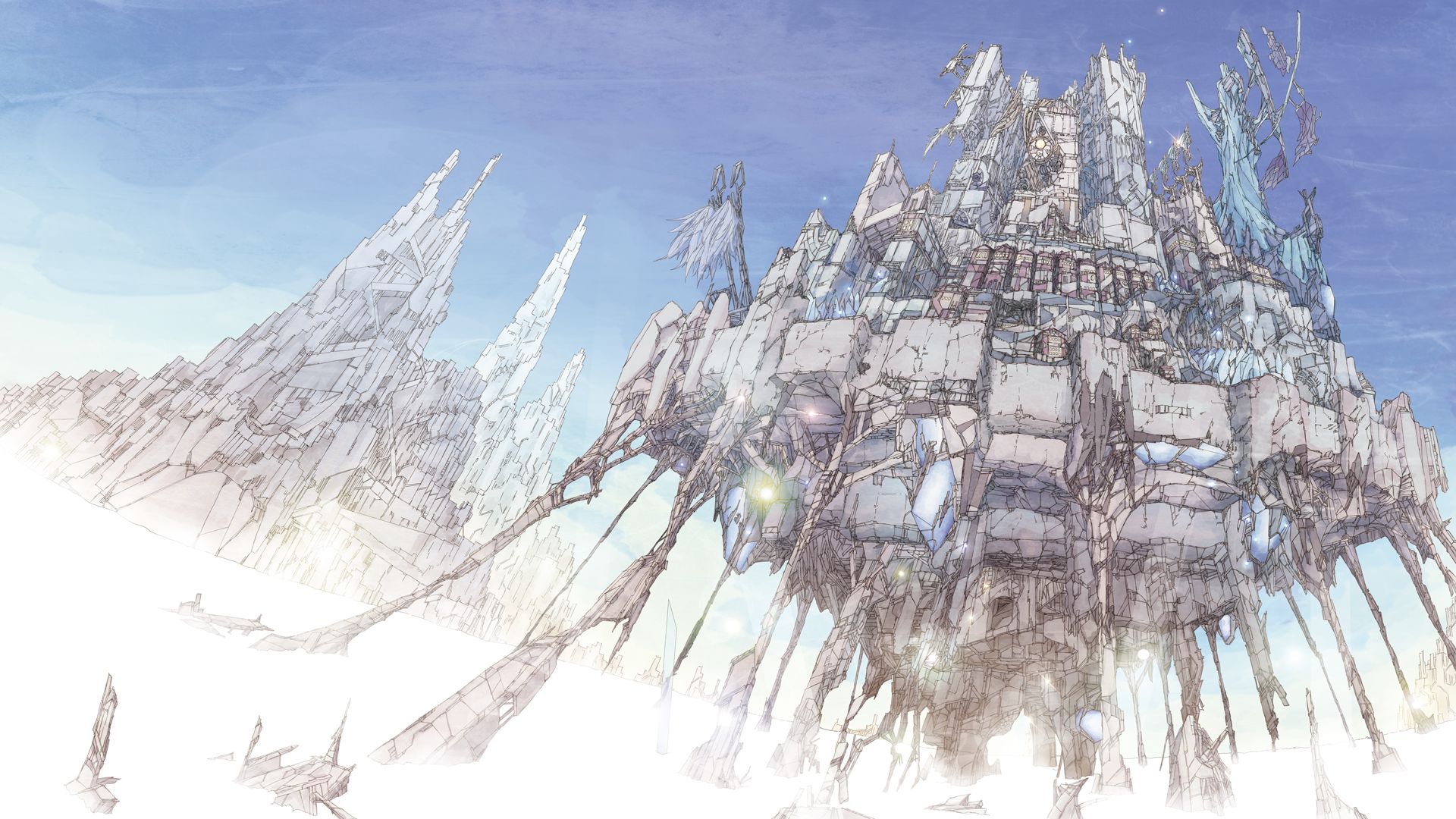 Download mobile wallpaper Anime, Sky, Original, Castle for free.