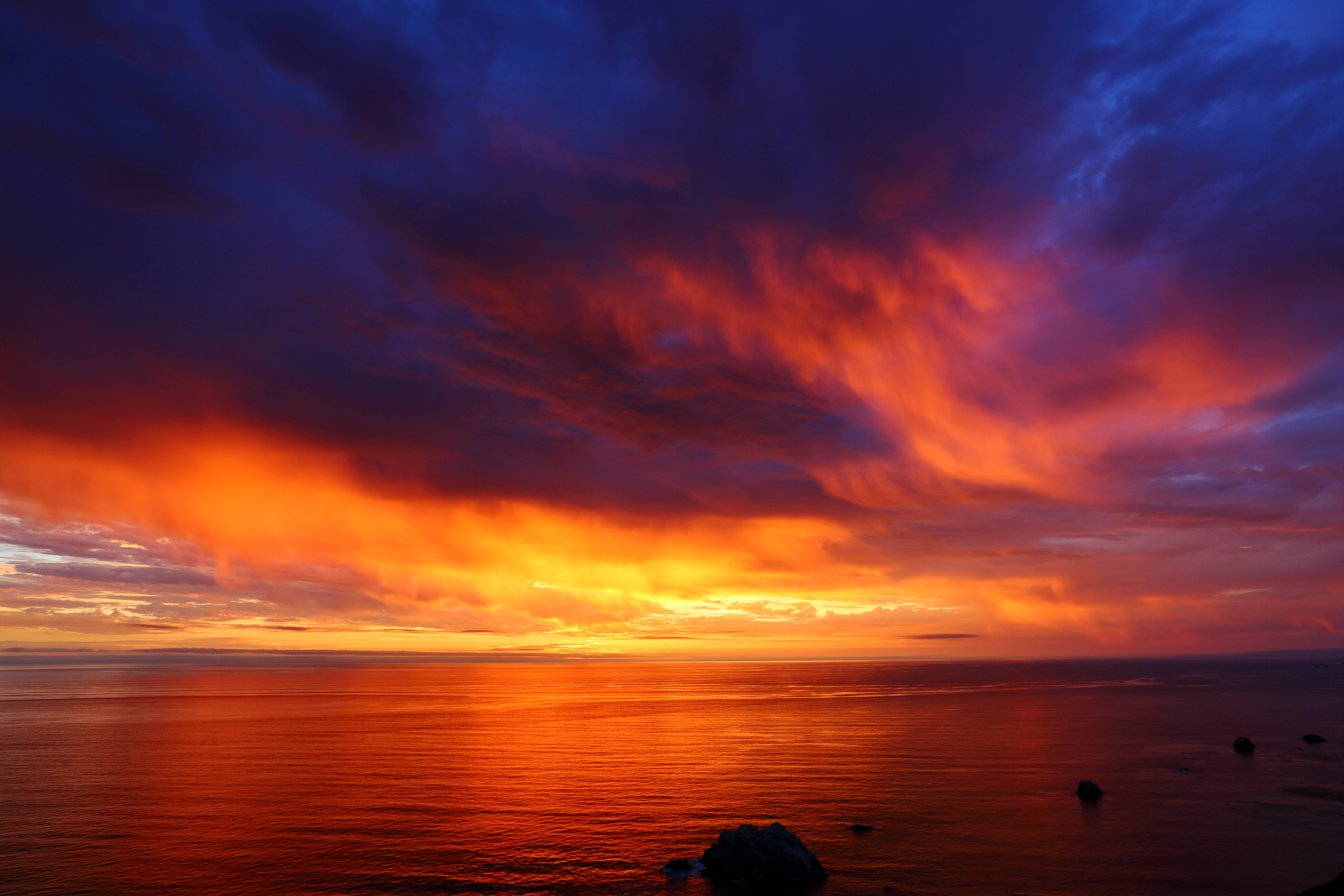 Download mobile wallpaper Nature, Sunset, Sky, Sea, Horizon, Ocean, Earth, Cloud, Orange (Color) for free.
