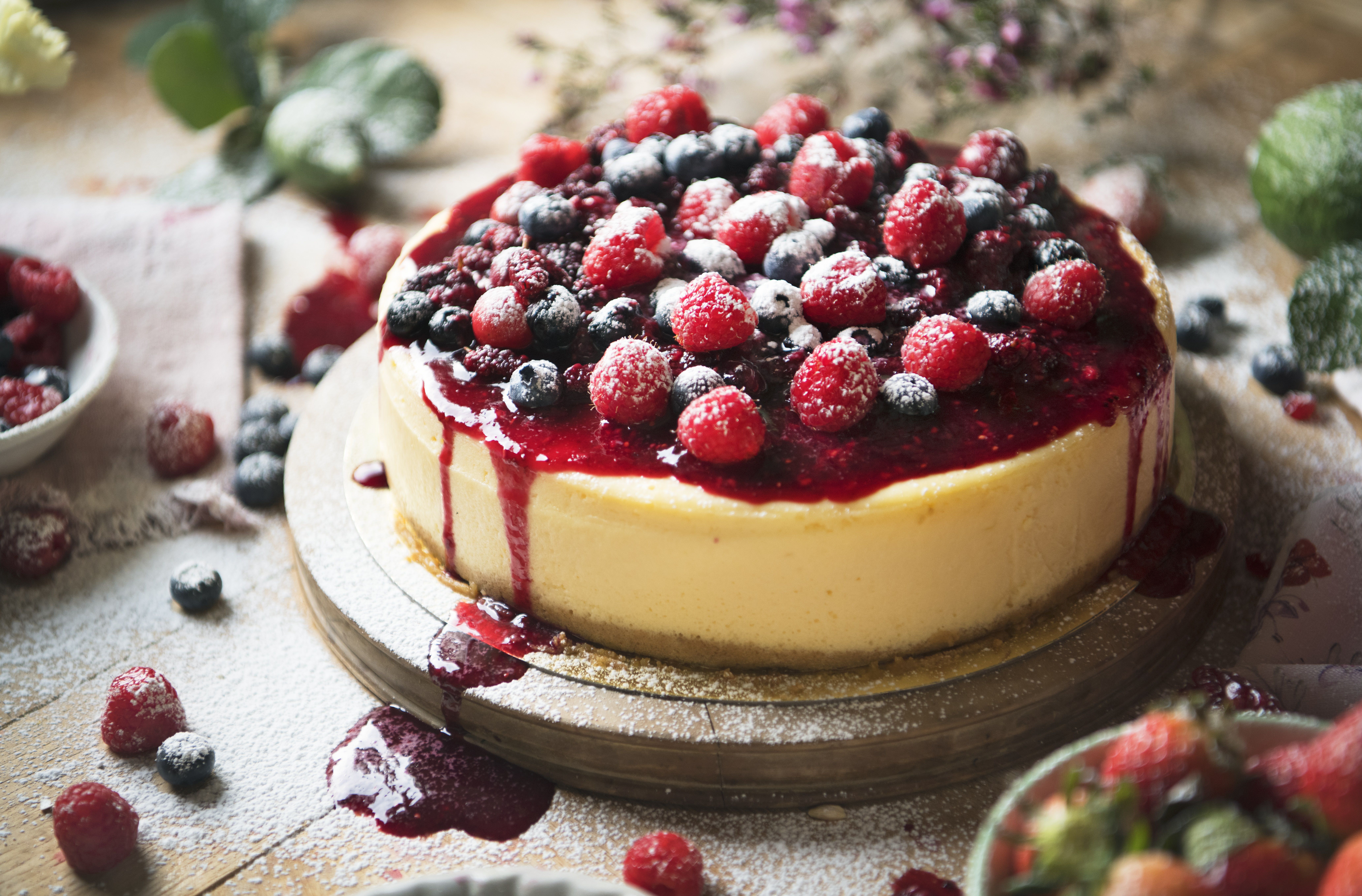 Download mobile wallpaper Food, Dessert, Still Life, Cake, Berry, Fruit, Baking, Cheesecake for free.