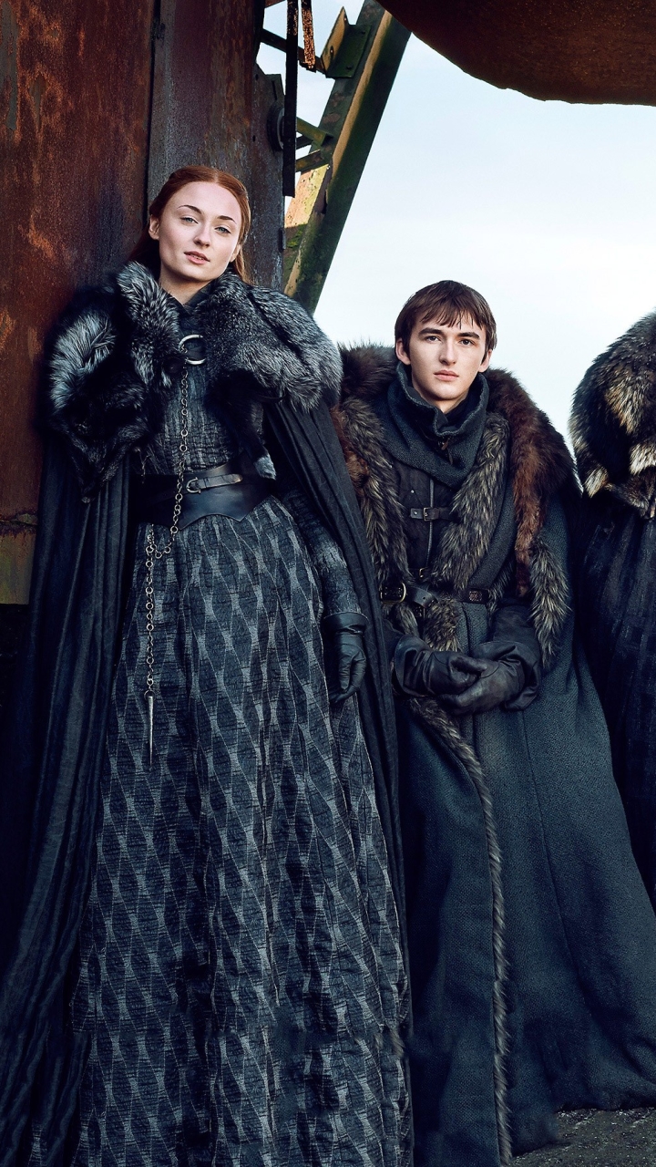 Descarga gratuita de fondo de pantalla para móvil de Juego De Tronos, Series De Televisión, Salvado Stark, Isaac Hempstead Wright, Sansa Stark, Sofía Turner.