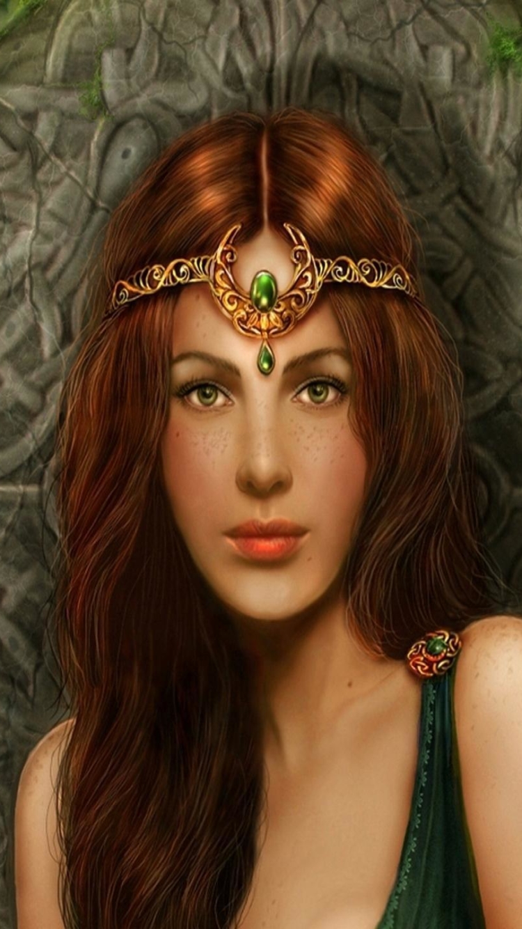 Download mobile wallpaper Fantasy, Jewelry, Redhead, Women for free.
