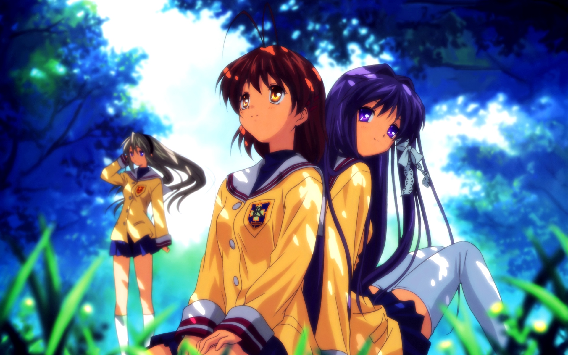 Laden Sie das Animes, Kyou Fujibayashi, Clannad, Tomoyo Sakagami, Nagisa Furukawa-Bild kostenlos auf Ihren PC-Desktop herunter