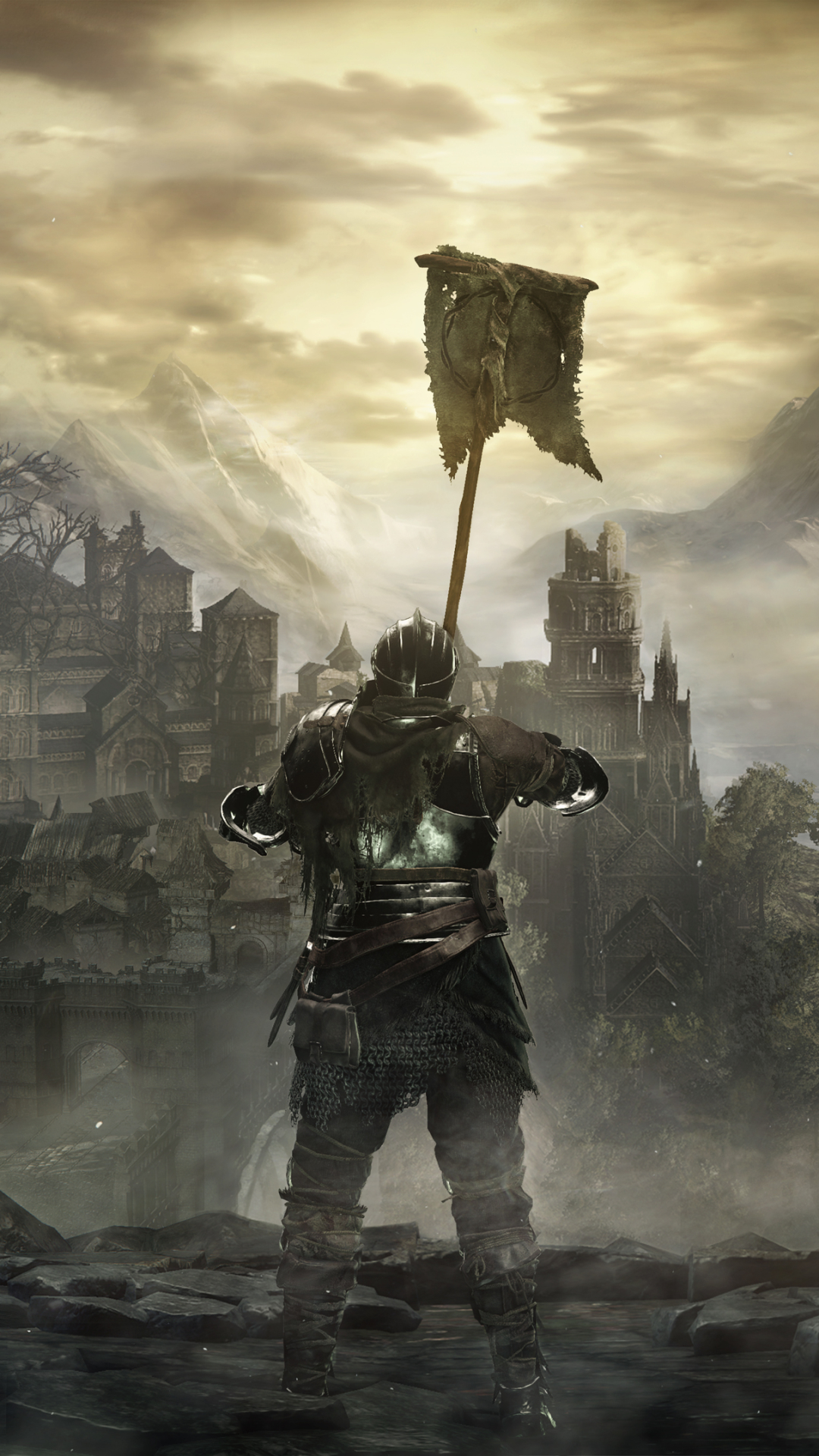 Handy-Wallpaper Landschaft, Berg, Gebirge, Ritter, Rüstung, Computerspiele, Schloss, Dark Souls, Dark Souls Iii kostenlos herunterladen.